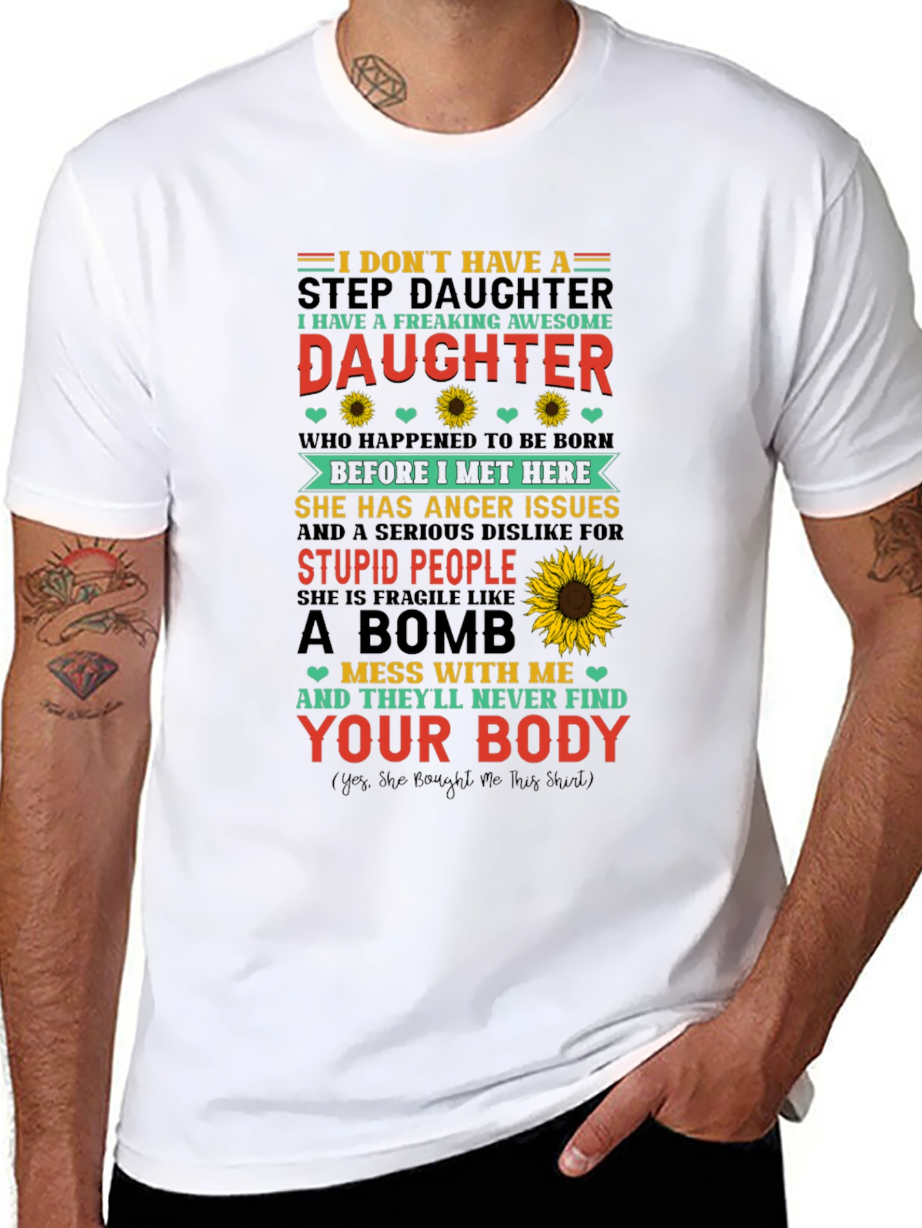 Black Awesome Stepdaughter Novelty T-Shirt view 8