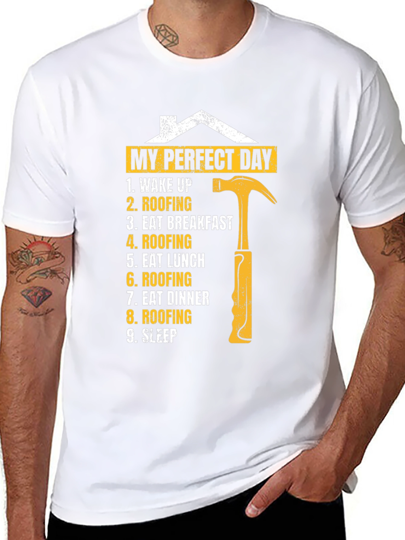 Black Roofer's Perfect Day T-Shirt - Construction Worker Gift view 8