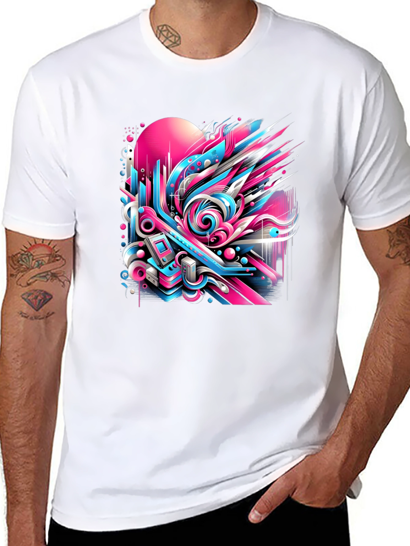 Black Retro Wave Graphic Tee view 8