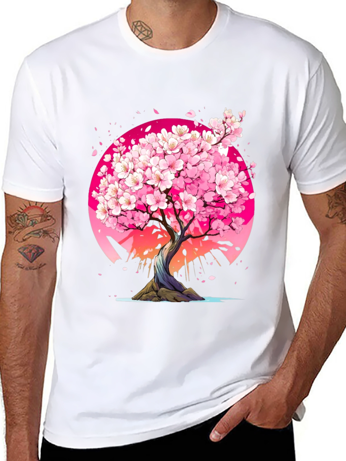 Black Cherry Blossom Tree Graphic Tee - Black view 8