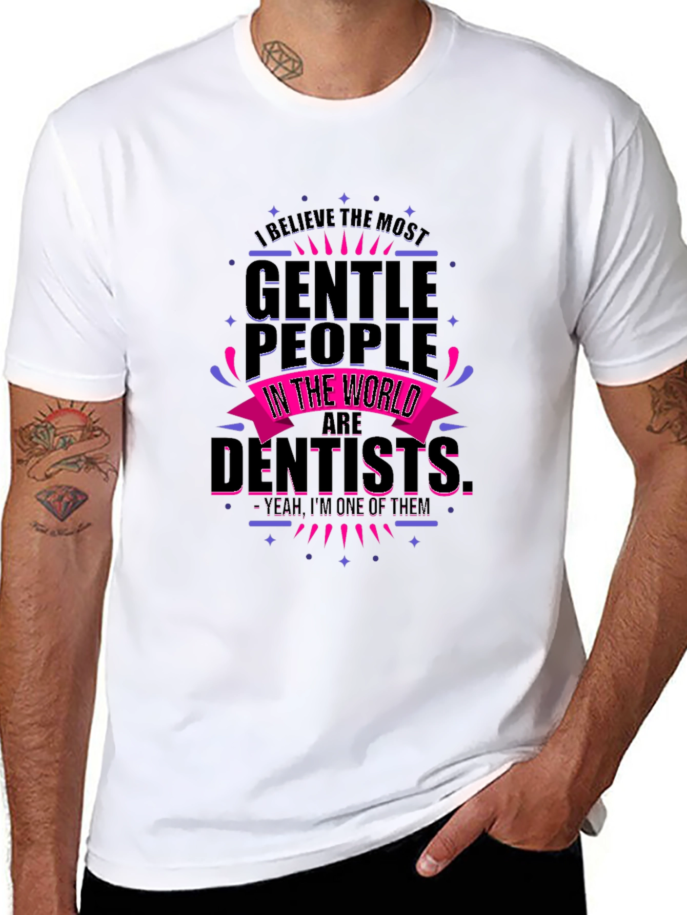 Black Gentle Dentist T-Shirt - Funny Dental Apparel view 8