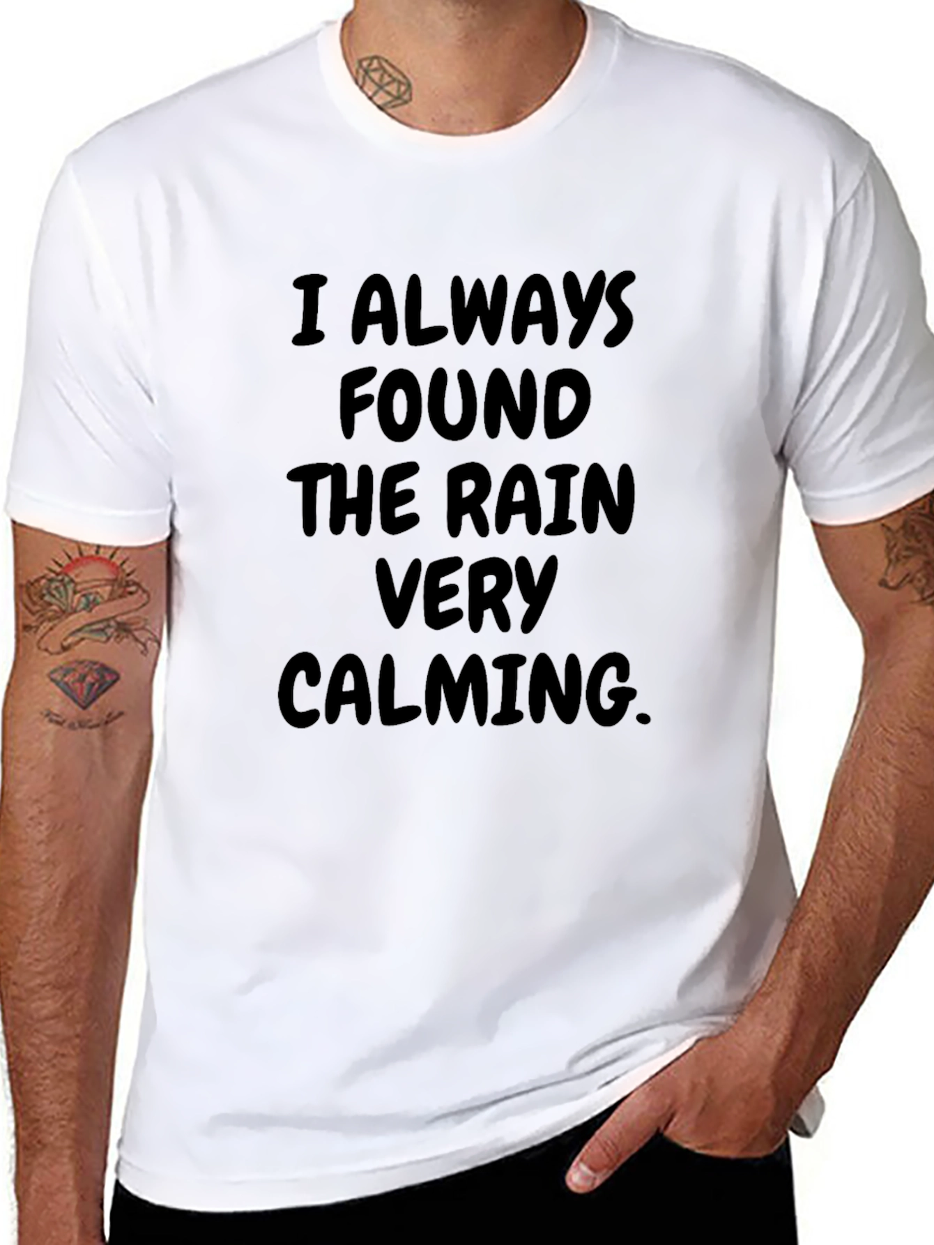 Black Rain Calming T-Shirt - Soft & Comfortable Black Tee view 8