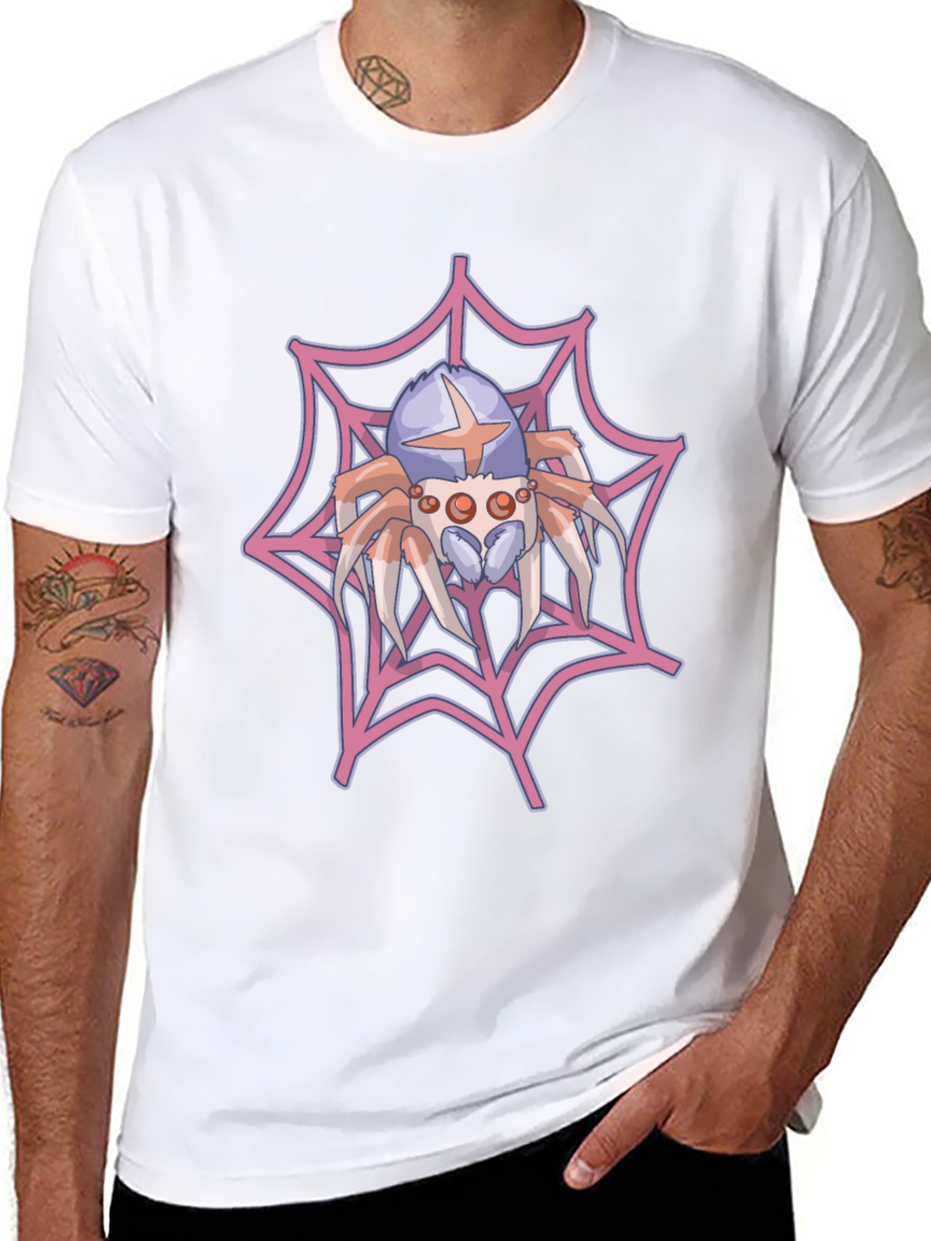 Black Spider Web Graphic Tee - Novelty Print Shirt view 8