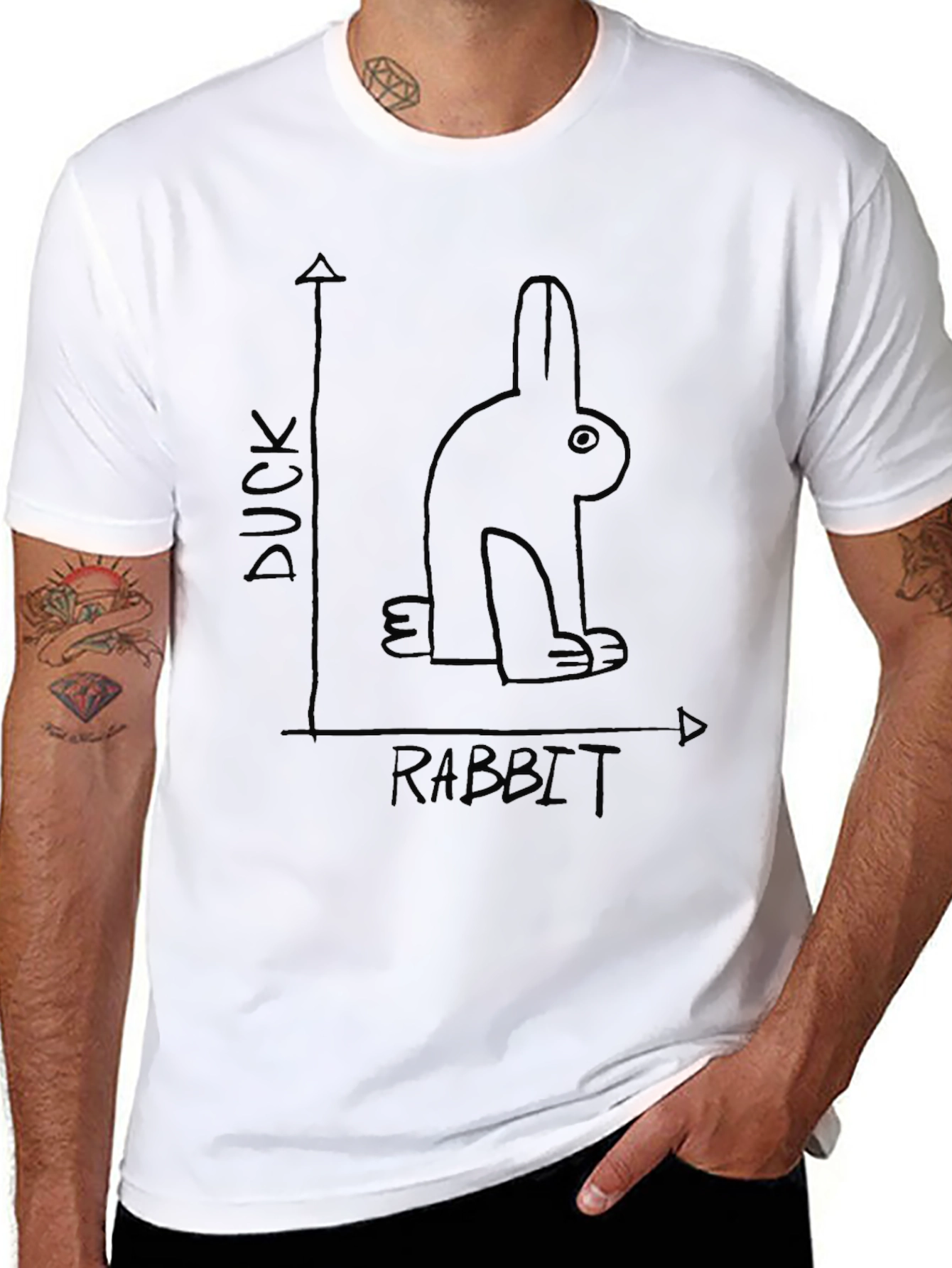 Black Duck Rabbit Illusion Graphic T-Shirt view 8