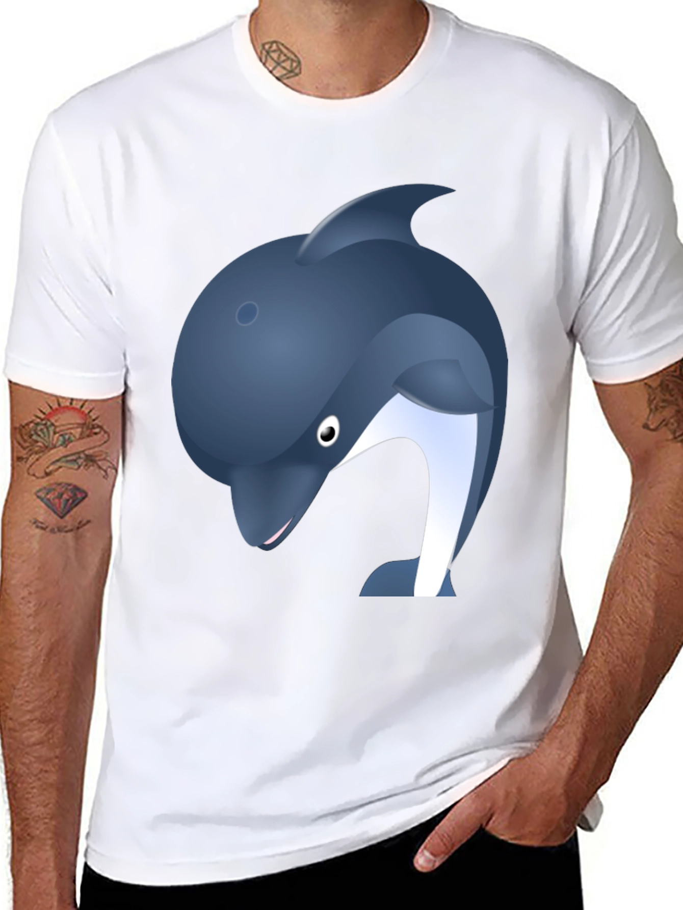 Black Dolphin Graphic Print Black Tee view 8