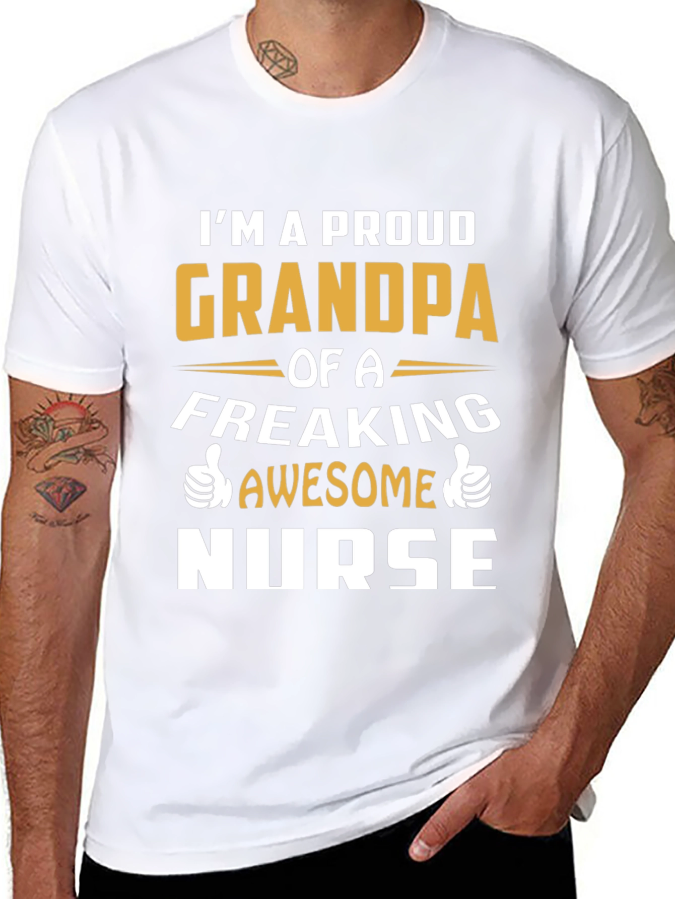 Black Proud Grandpa of an Awesome Nurse T-Shirt view 8