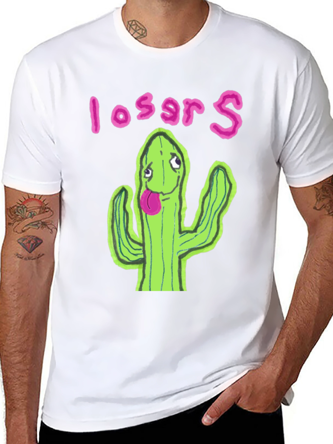 Black Cactus Losers Graphic Black T-Shirt view 8