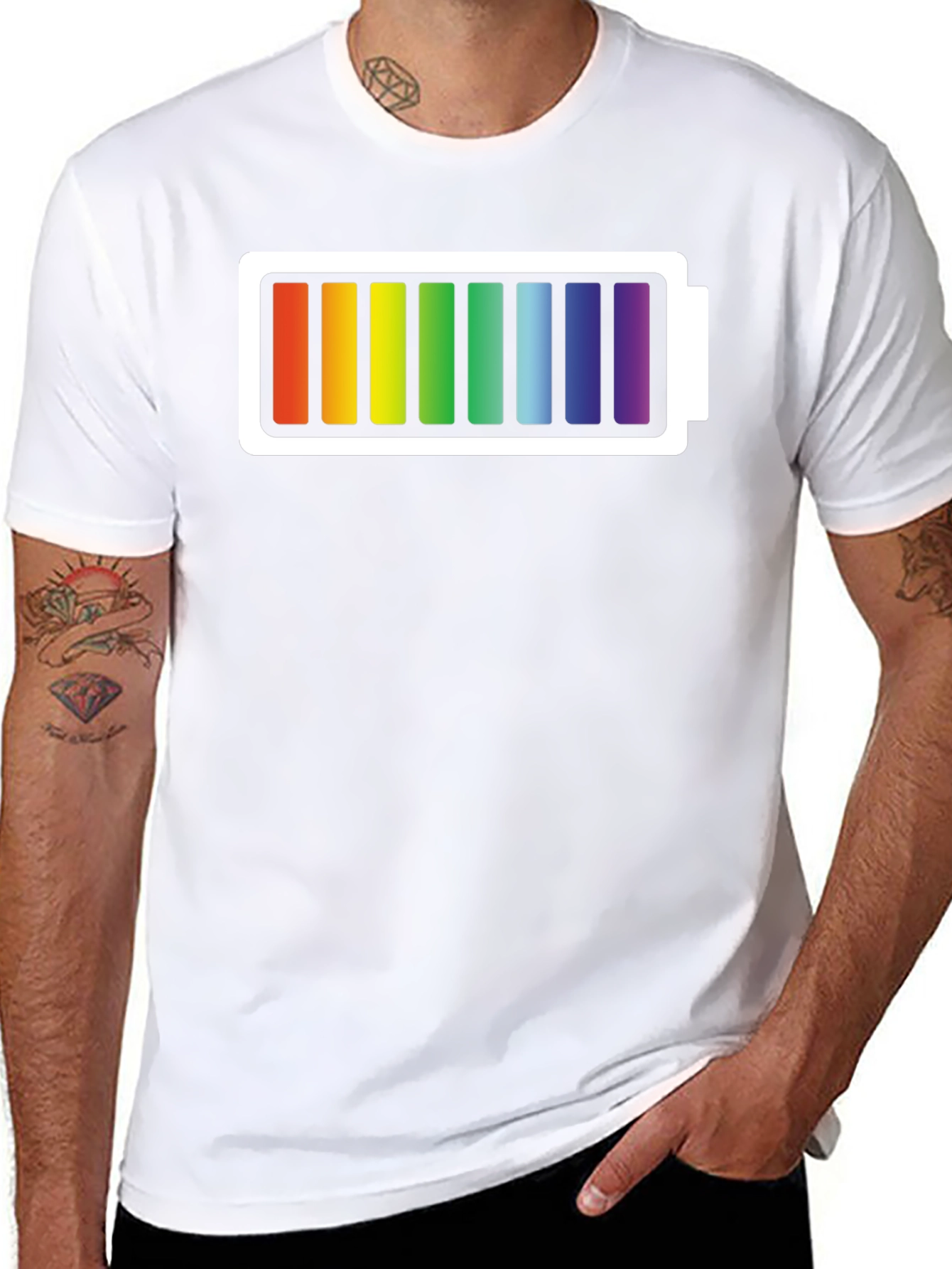 Black Rainbow Battery T-Shirt - Prideful Charge view 8