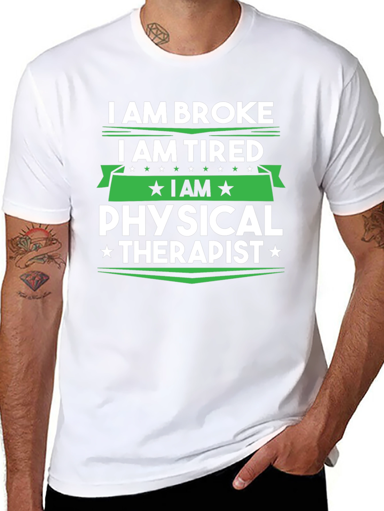 Black I am Broke Tired Physical Therapist T-Shirt view 8