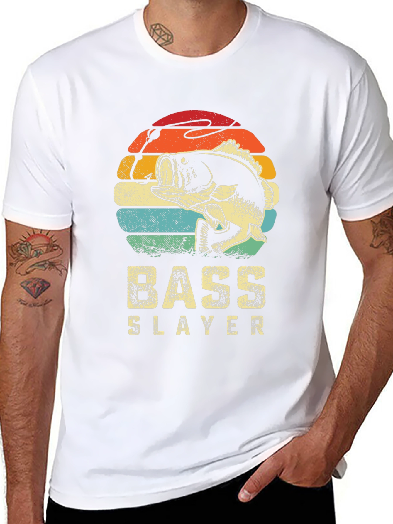 Black Bass Slayer Graphic Tee - Retro Fishing Shirt view 8