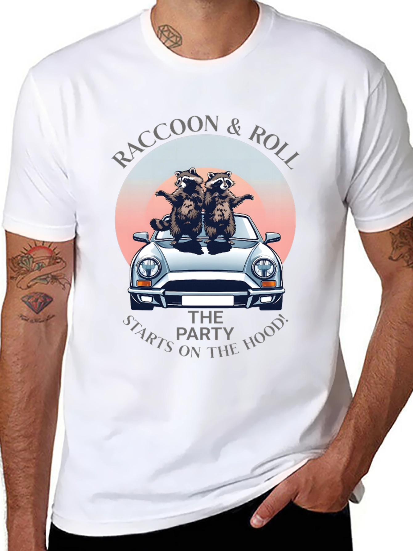 Black Raccoon & Roll Tee - Party on the Hood view 8