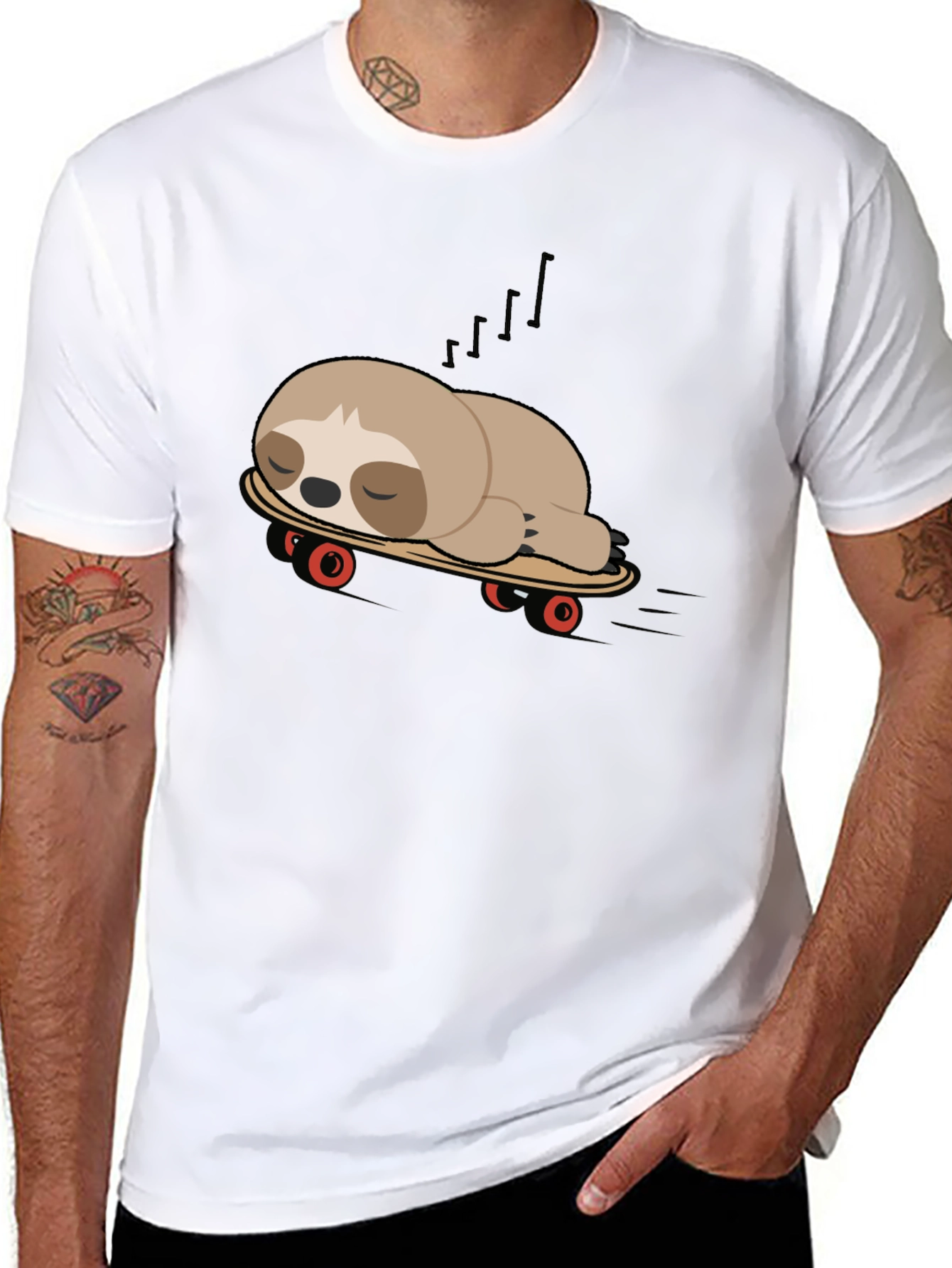 Black Sloth on Skateboard Graphic Tee - Unisex view 8