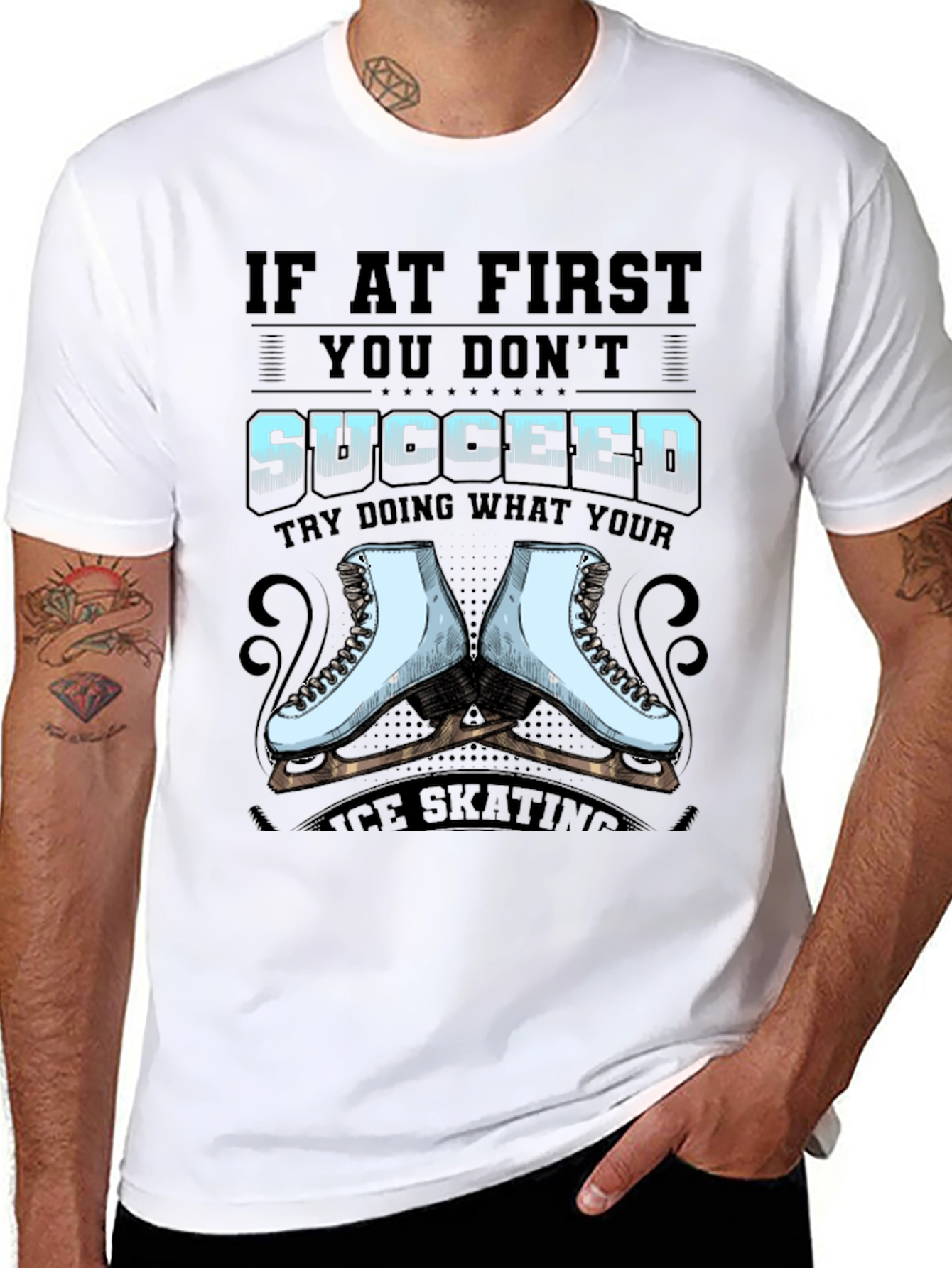 Black Ice Skating T-Shirt - If At First You Don't Succeed view 8