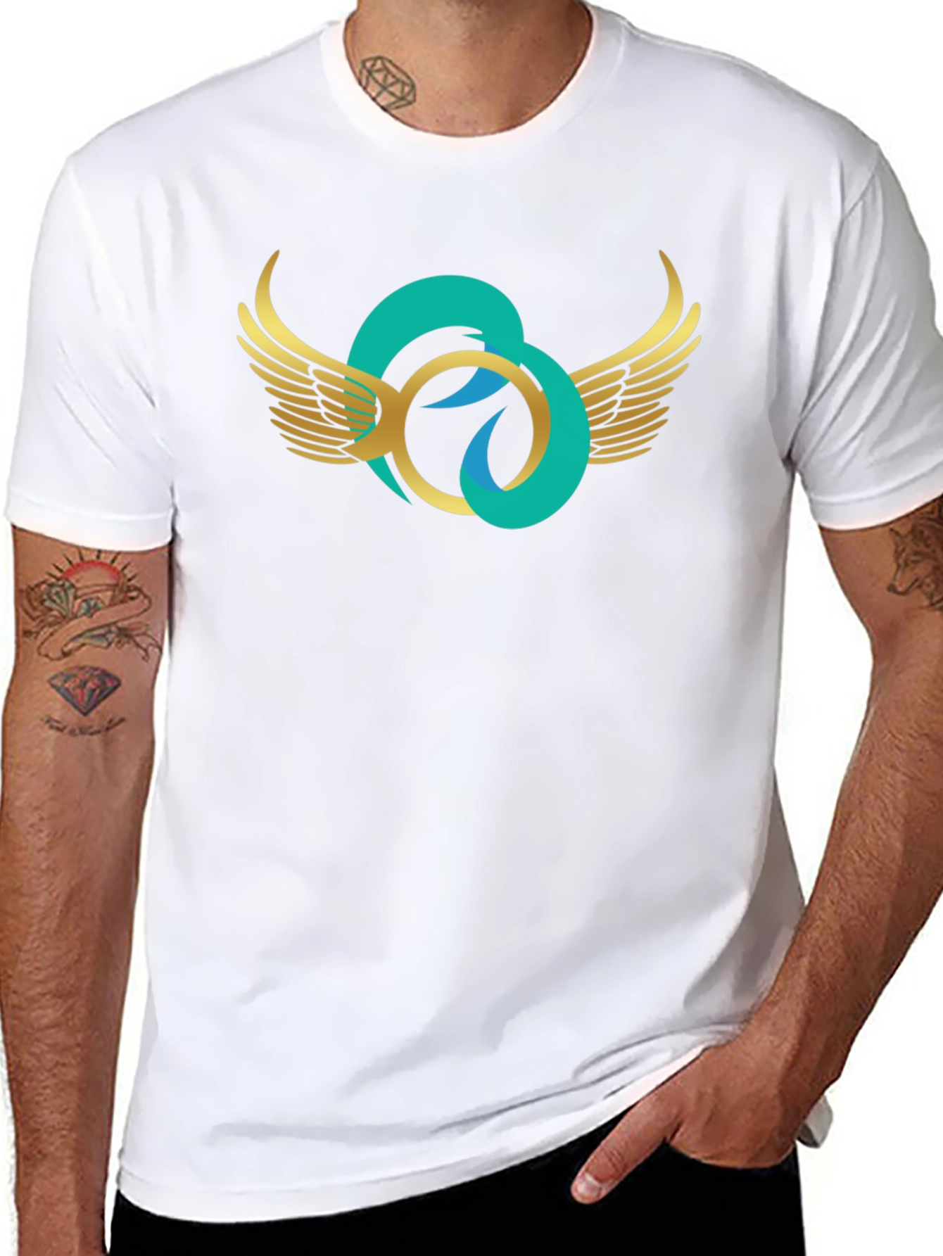 Black Winged Circle Graphic T-Shirt - Stylish Casual Wear view 8