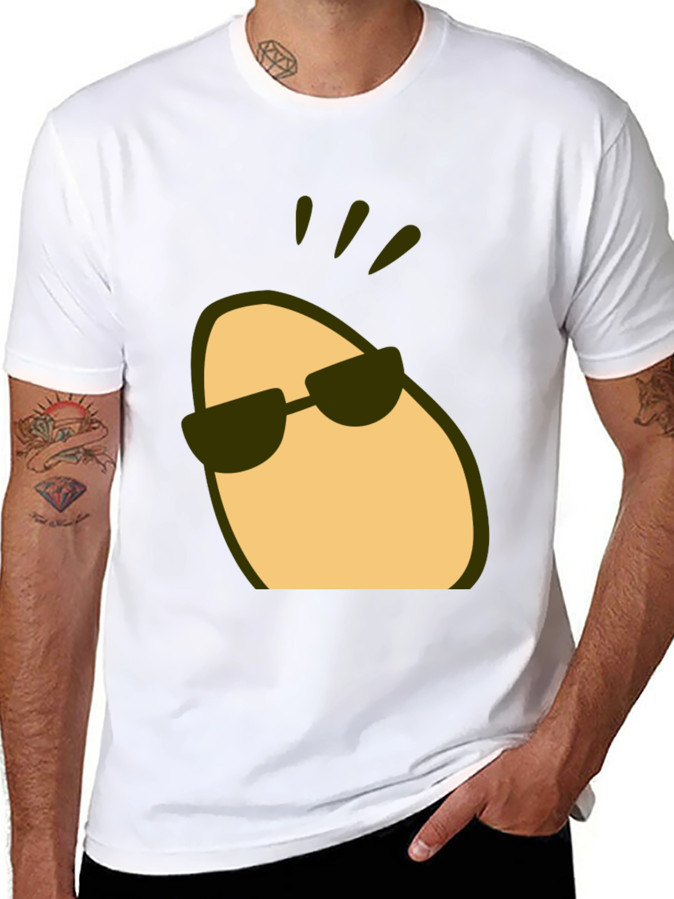 Black Cool Potato Tee - Funny Cartoon Graphic T-Shirt view 8