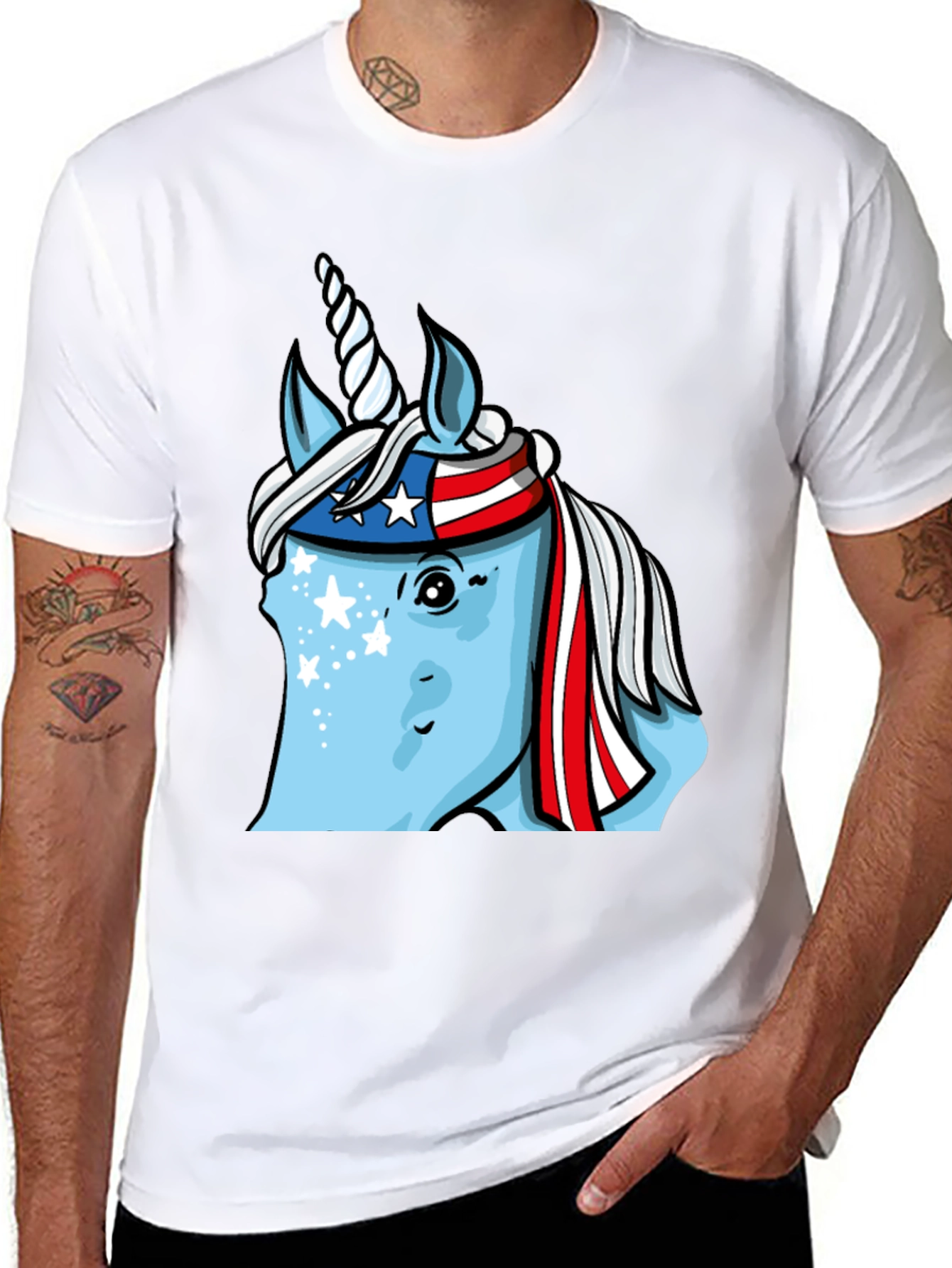 Black Patriotic Unicorn T-Shirt view 8