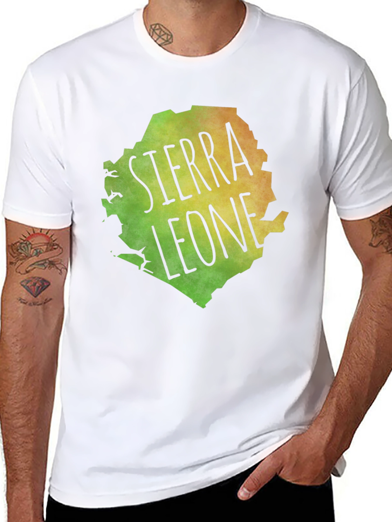 Black Sierra Leone Map Graphic Tee - Black Cotton Blend view 8