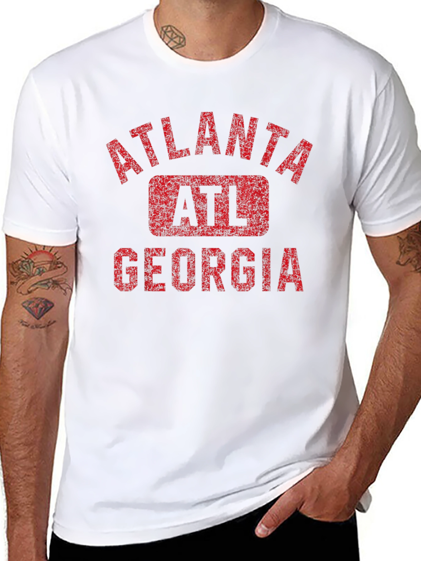 Black Atlanta Georgia Men's Black Graphic T-Shirt view 8