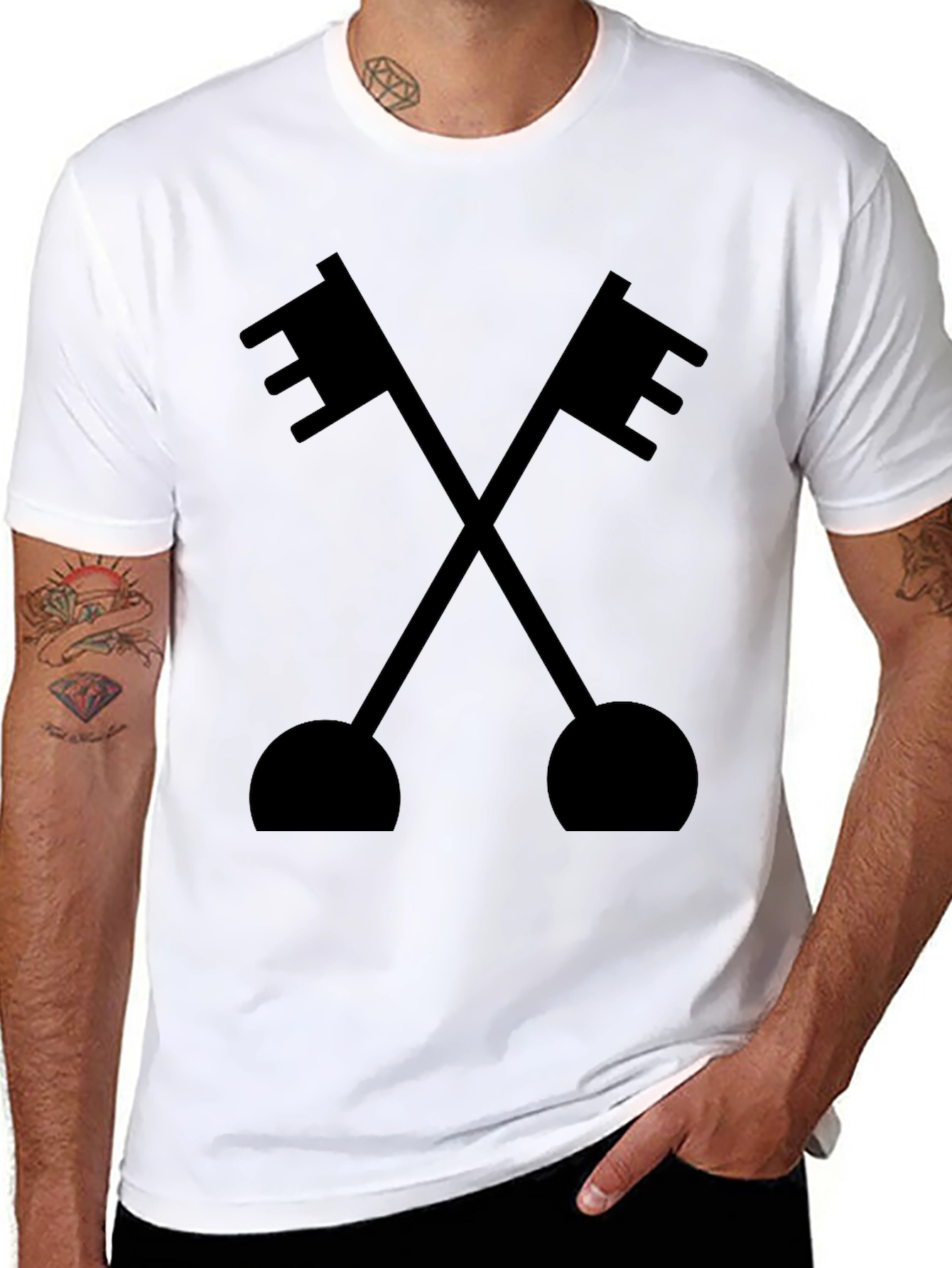 Black Crossed Keys Graphic Tee - Classic Black T-Shirt view 8