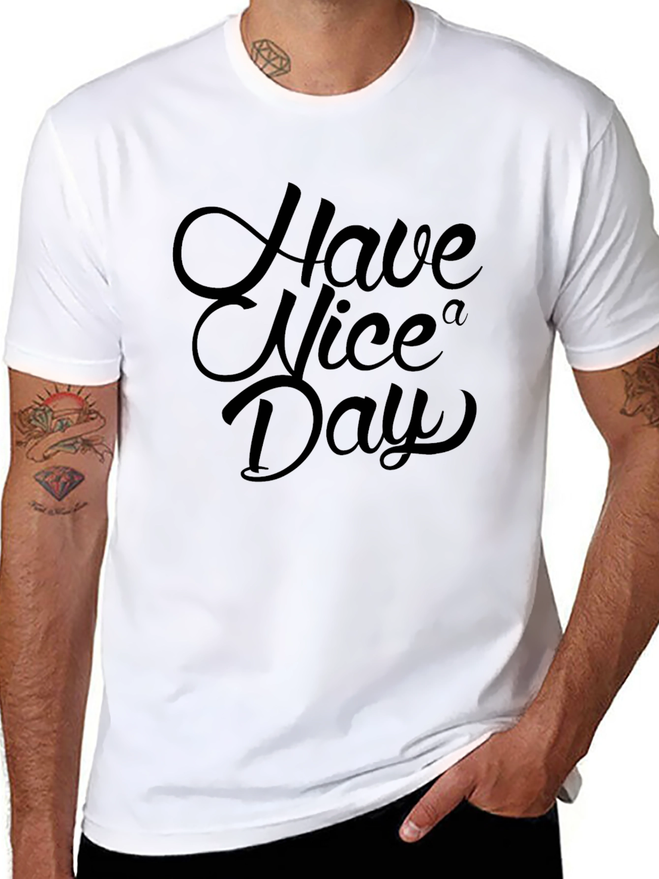 Black Have a Nice Day Black Graphic Tee view 8