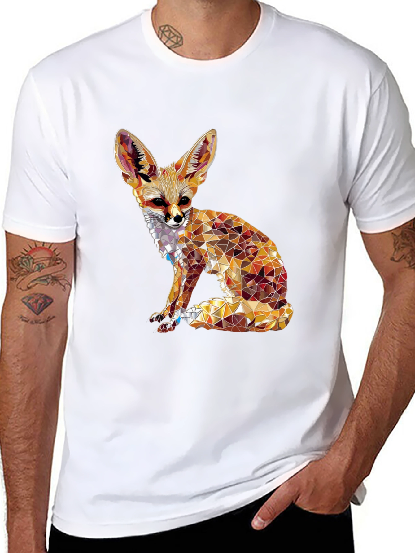 Black Geometric Fox Graphic Tee - Unique Animal Design view 8