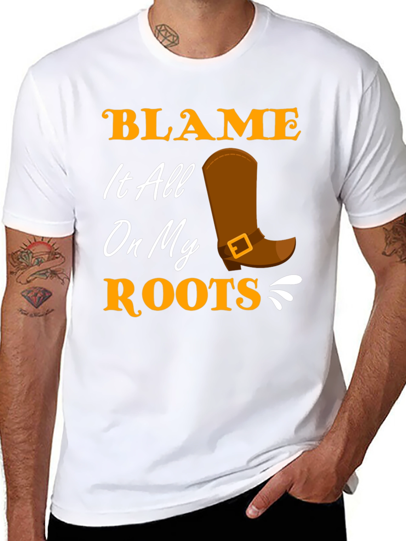 Black Blame It All On My Roots Black T-Shirt view 8