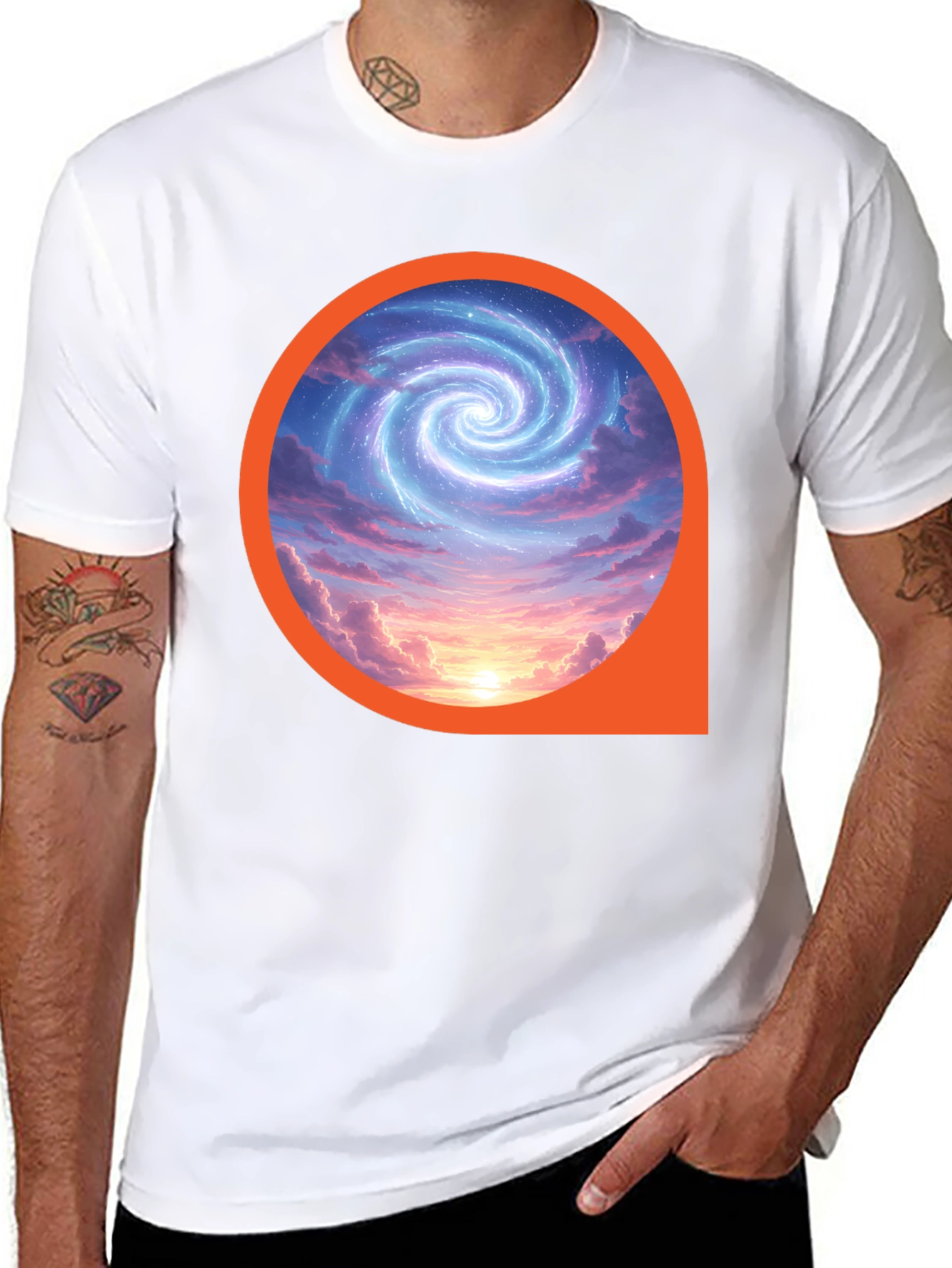 Black Cosmic Swirl Graphic Tee - Modern Style view 8