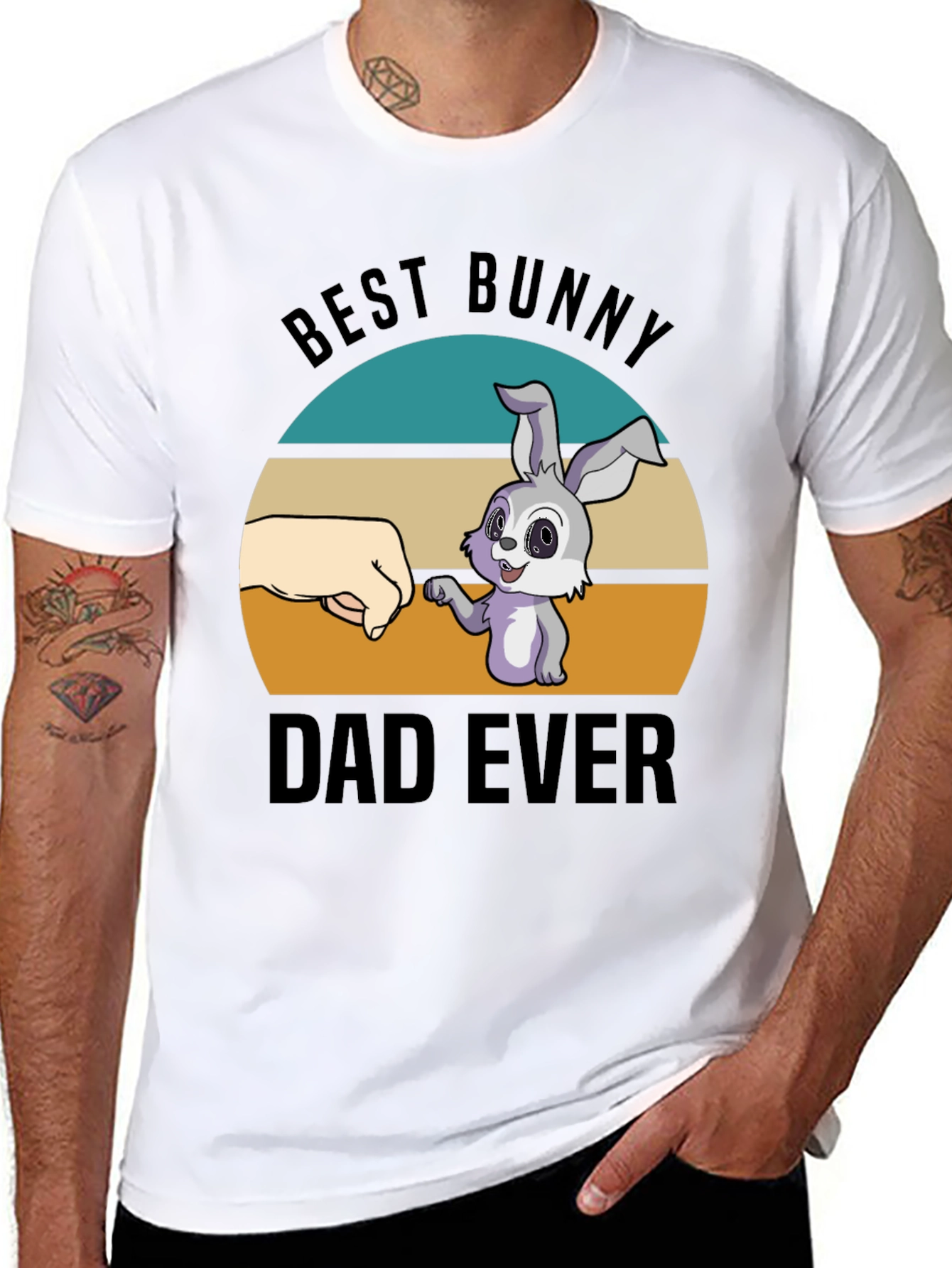 Black Best Bunny Dad Ever T-Shirt - Father's Day Tee view 8