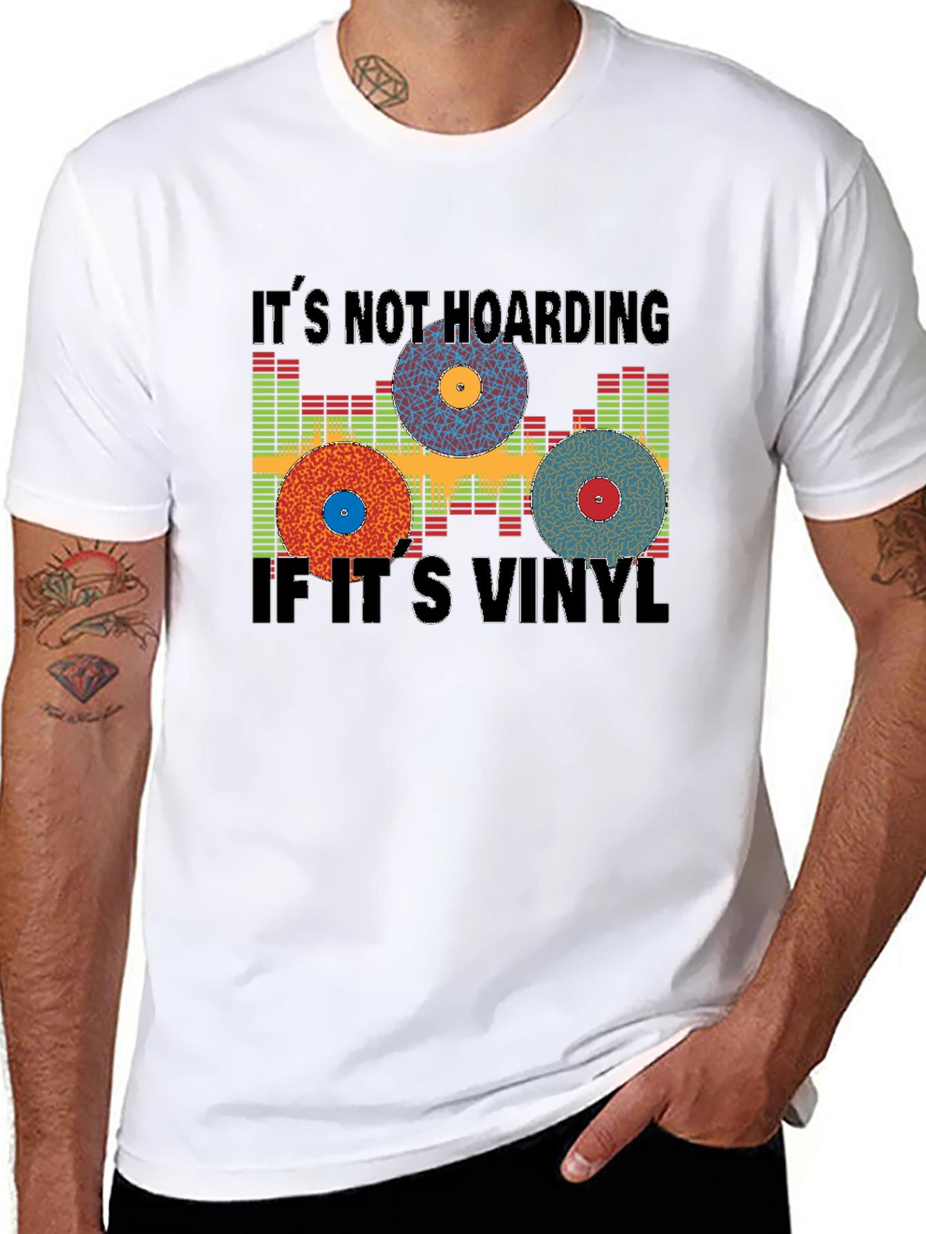 Black It's Not Hoarding if It's Vinyl Black T-Shirt view 8