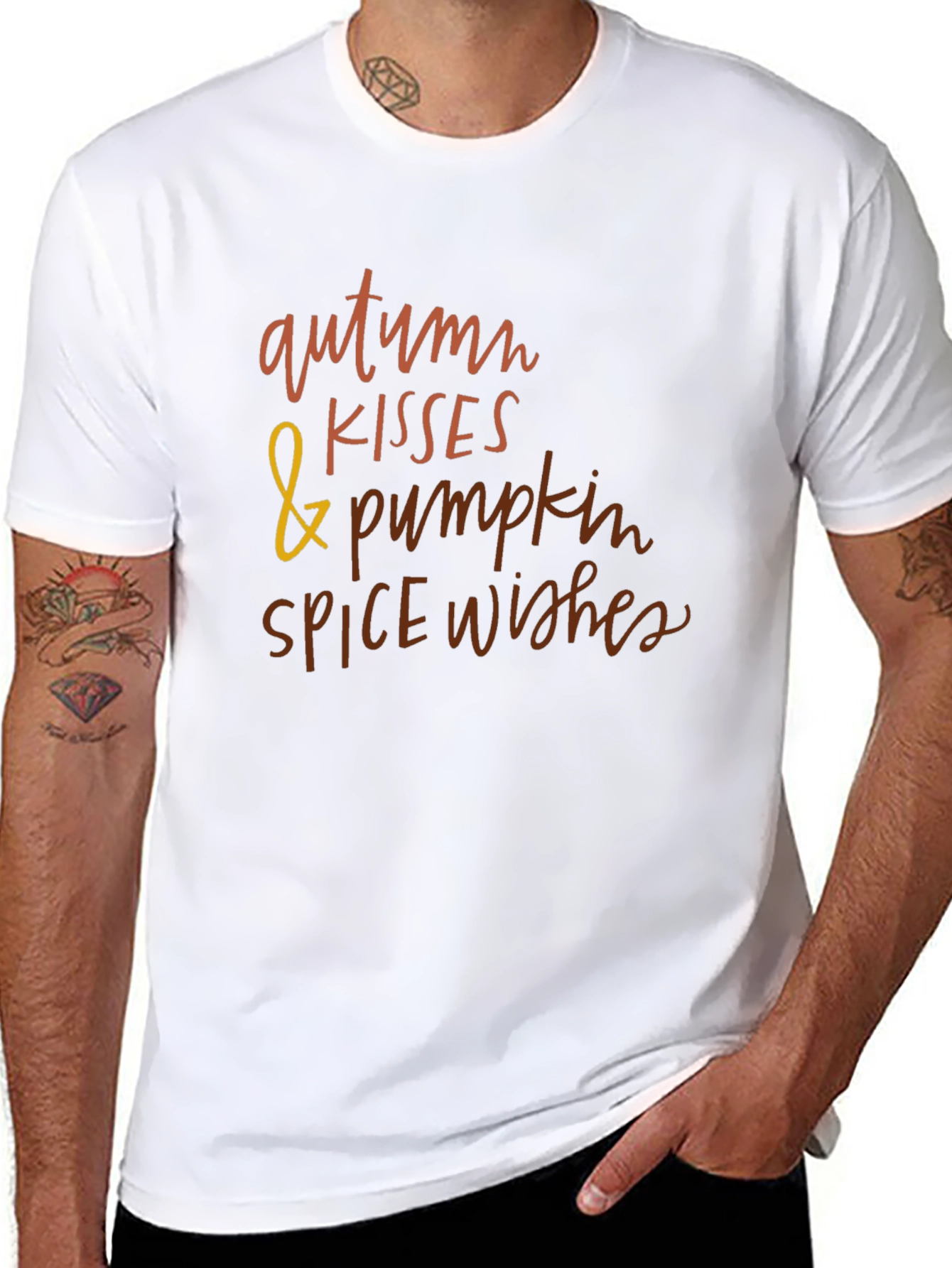 Black Autumn Kisses & Pumpkin Spice Wishes T-Shirt view 8