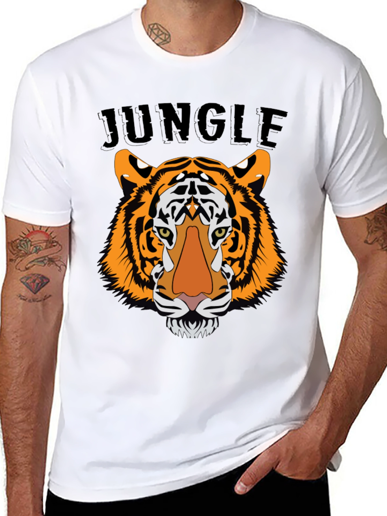 Black Jungle Tiger Graphic Tee - Bold Statement Shirt view 8