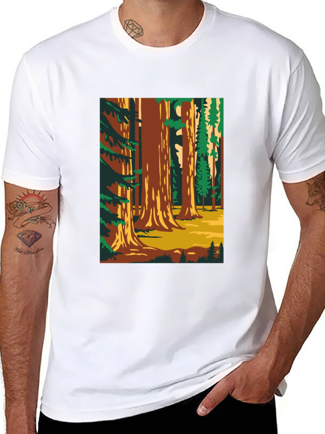 Black Sequoia Forest Graphic T-Shirt - Nature Lover Tee view 8