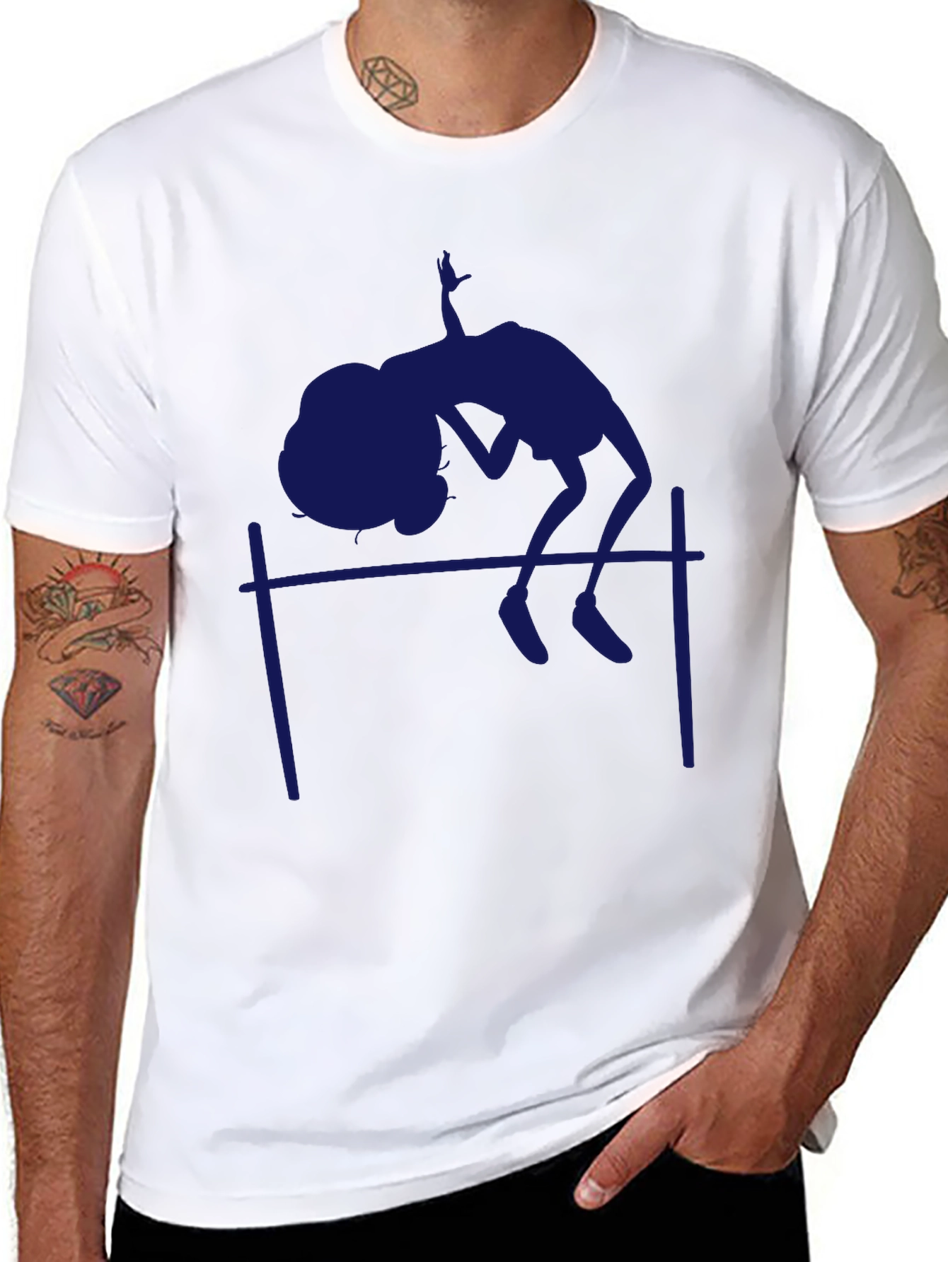 Black High Jump Graphic Tee - Athlete Silhouette T-Shirt view 8