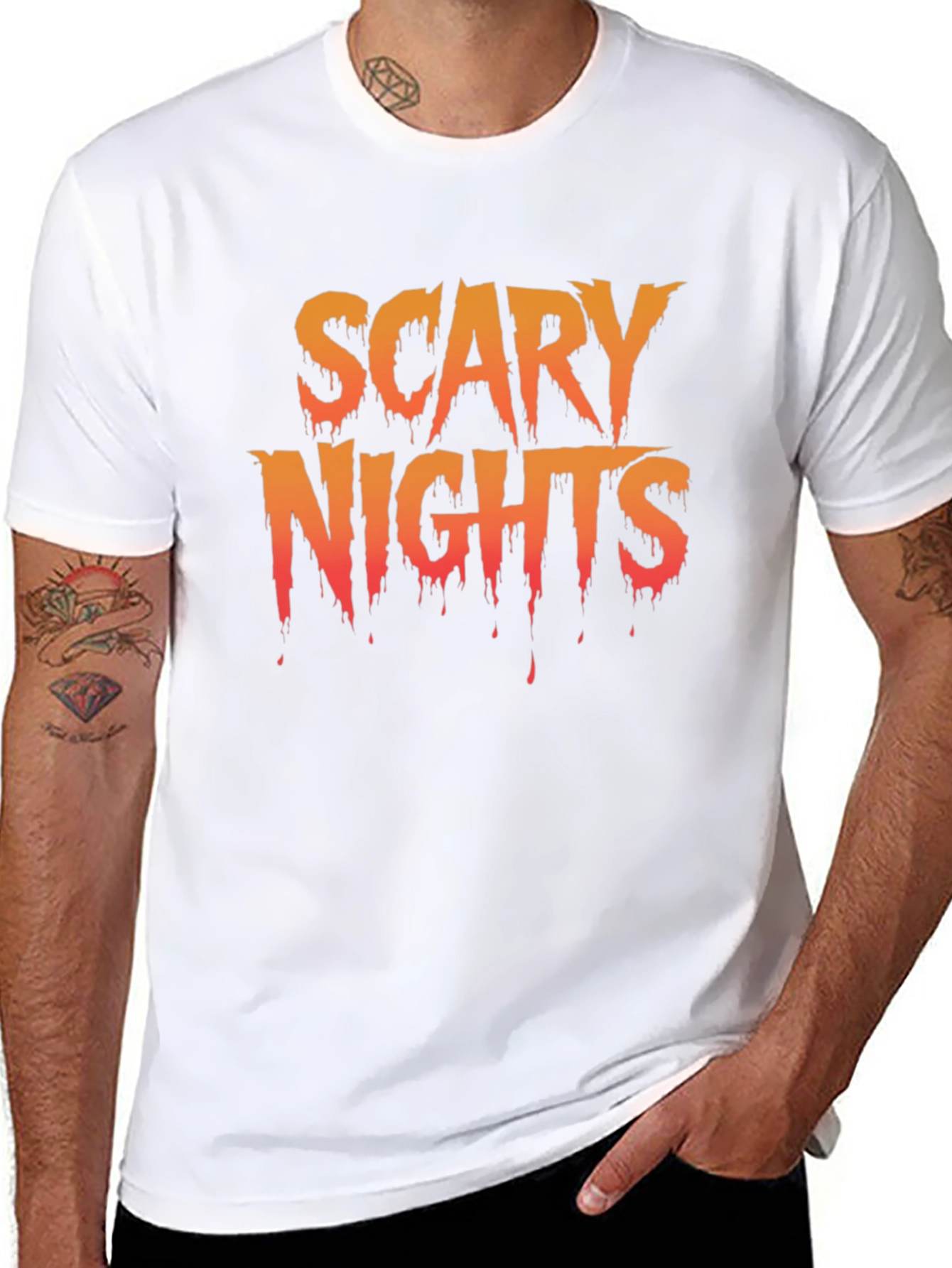 Black Scary Nights Graphic T-Shirt - Halloween Tee view 8