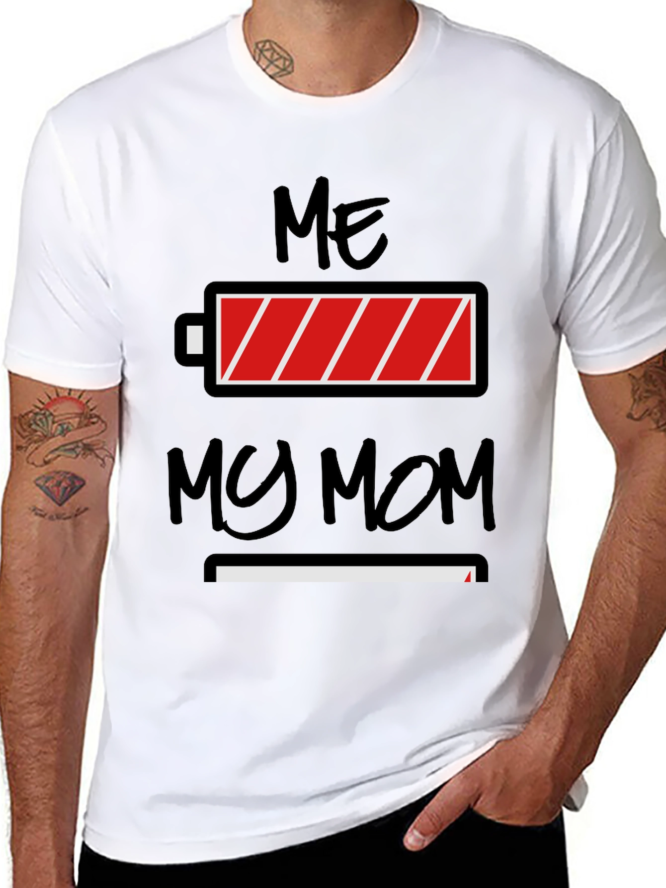 Black Me My Mom Funny Battery Graphic T-Shirt view 8