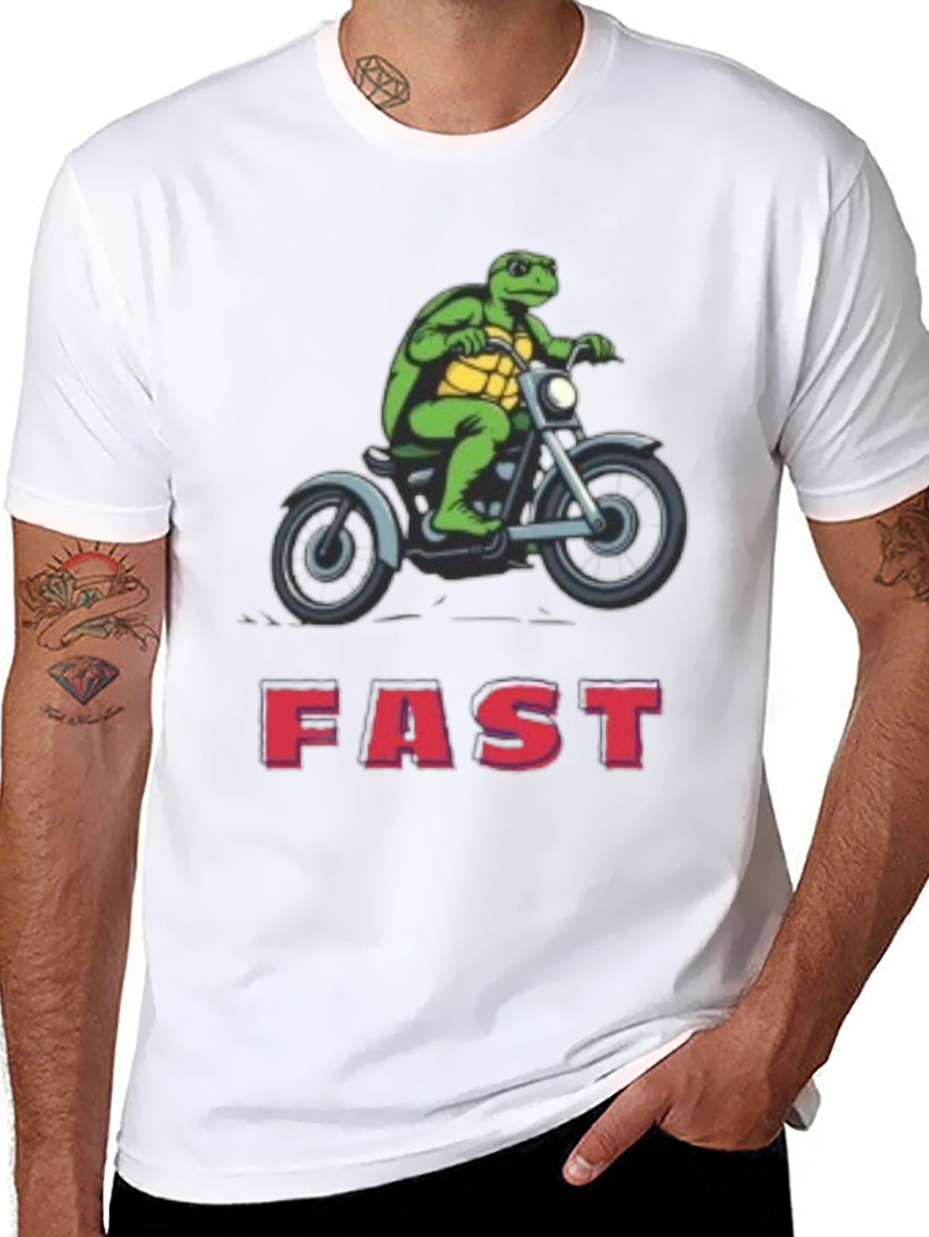 Black Turtle on Motorcycle FAST T-Shirt view 8