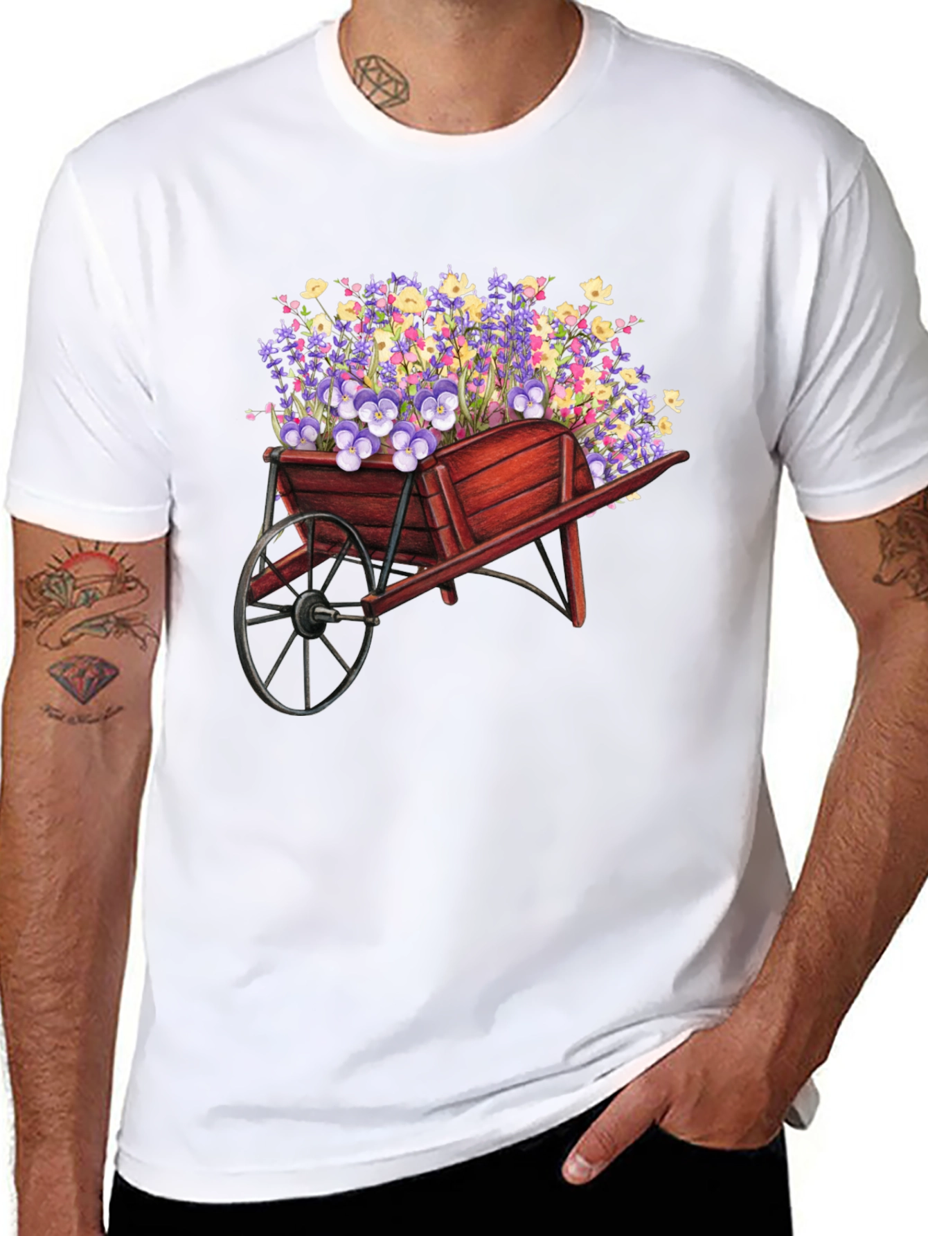 Black Floral Wheelbarrow Graphic Tee view 8