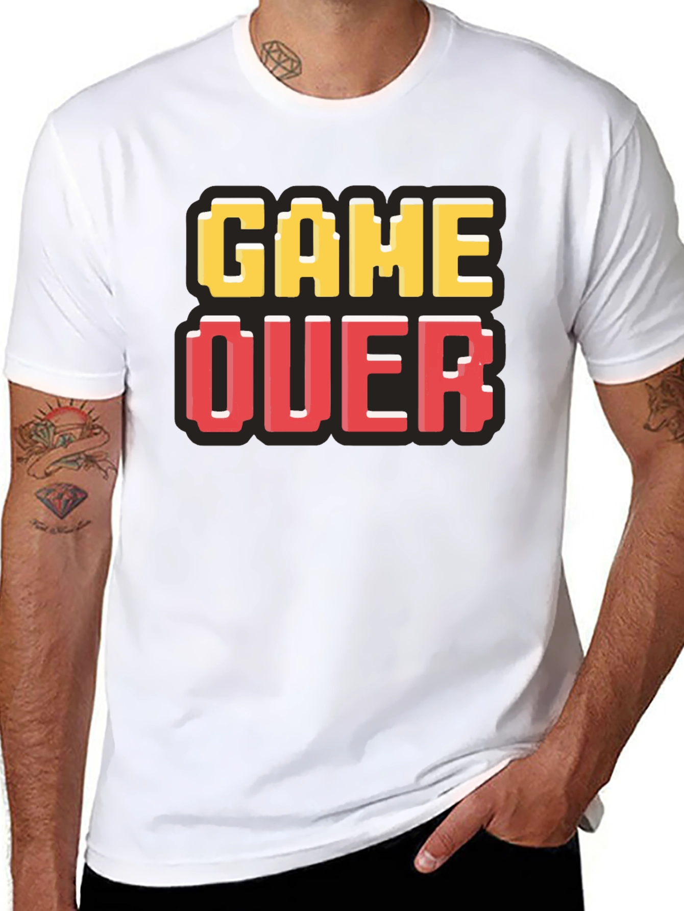 Black Game Over Pixel Art T-Shirt - Gamer Style view 8