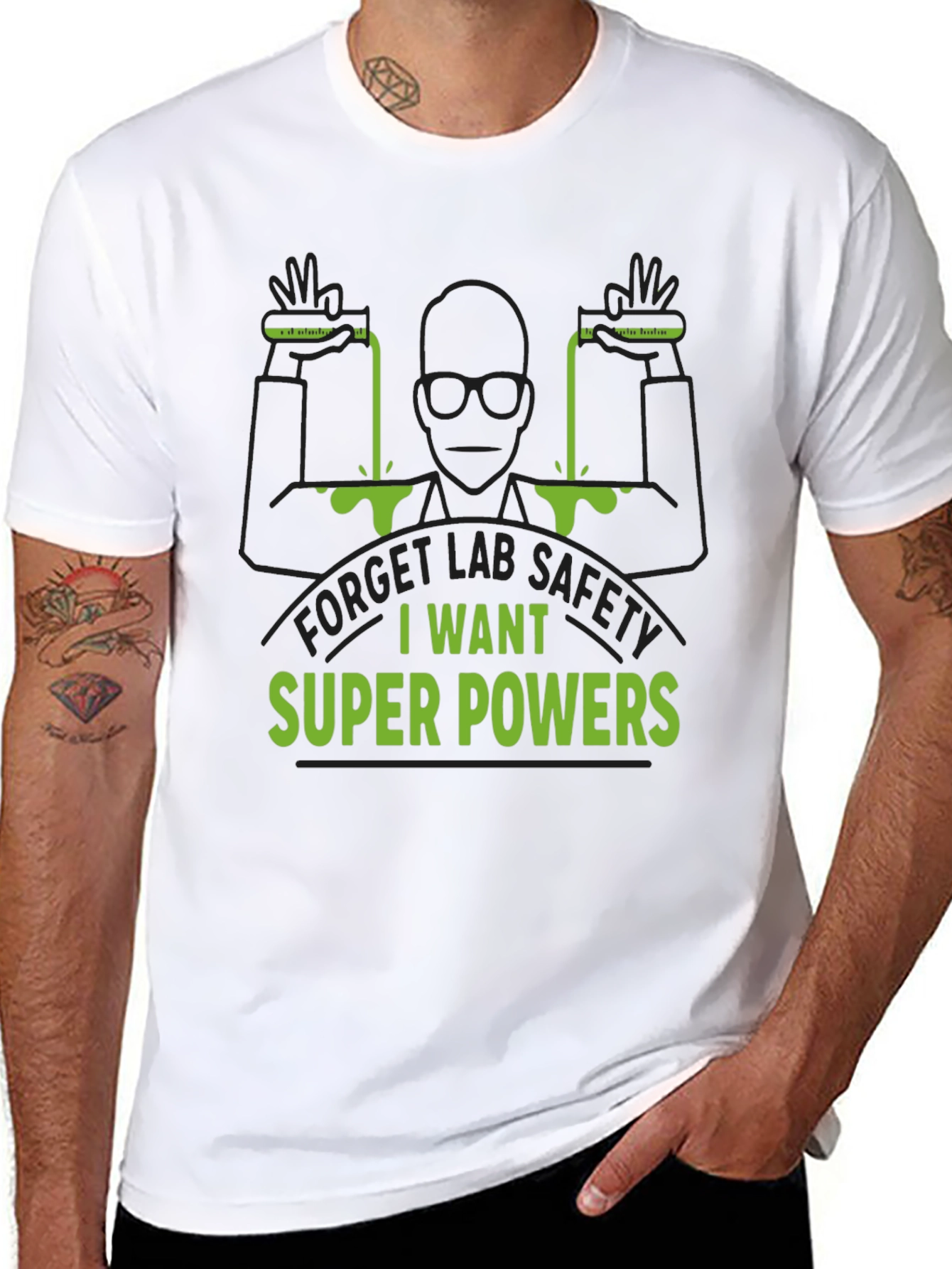 Black Super Power Lab T-Shirt: Black, Bold Design view 8