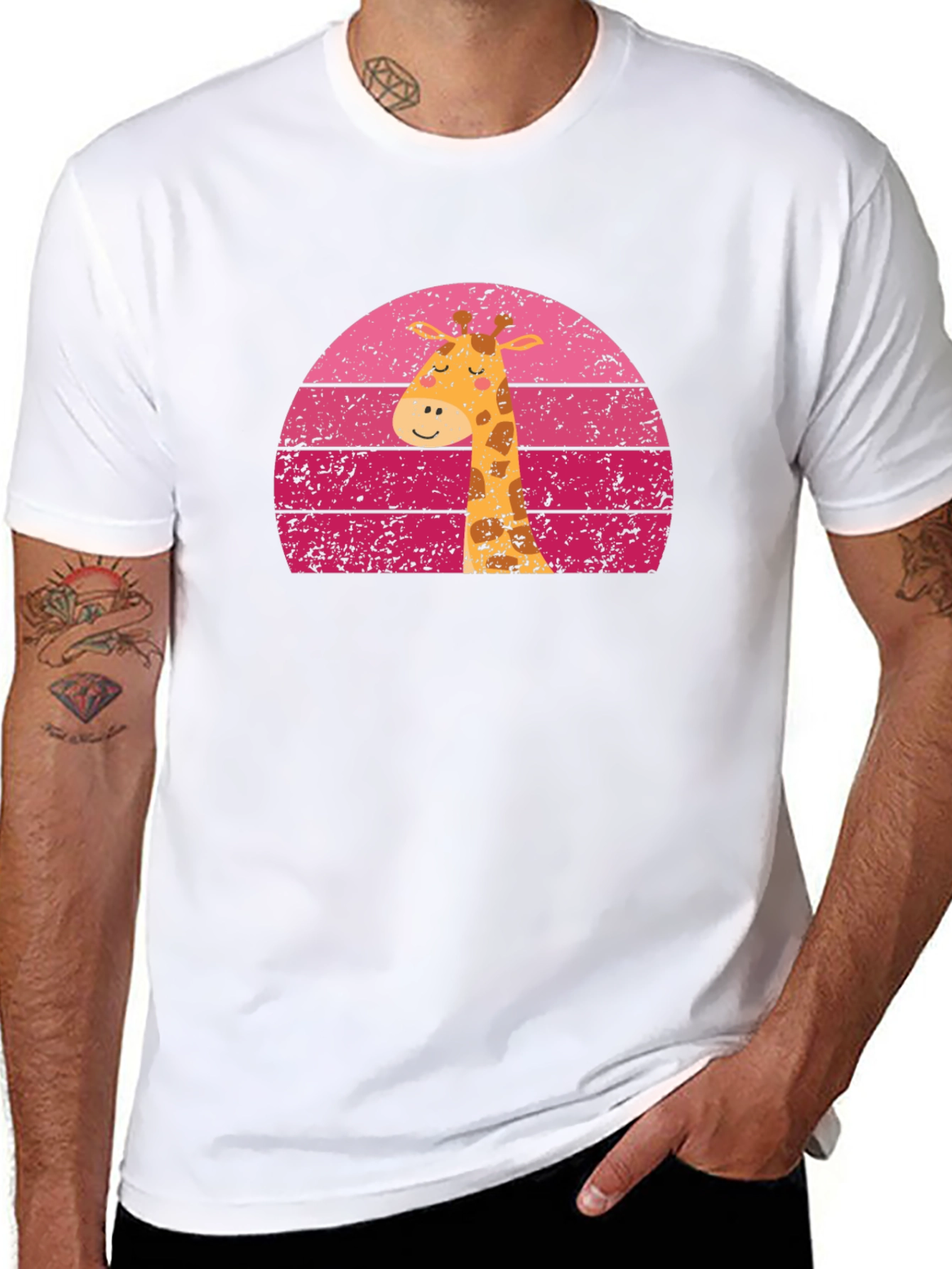 Black Giraffe Sunset Graphic Tee - Unique Design view 8