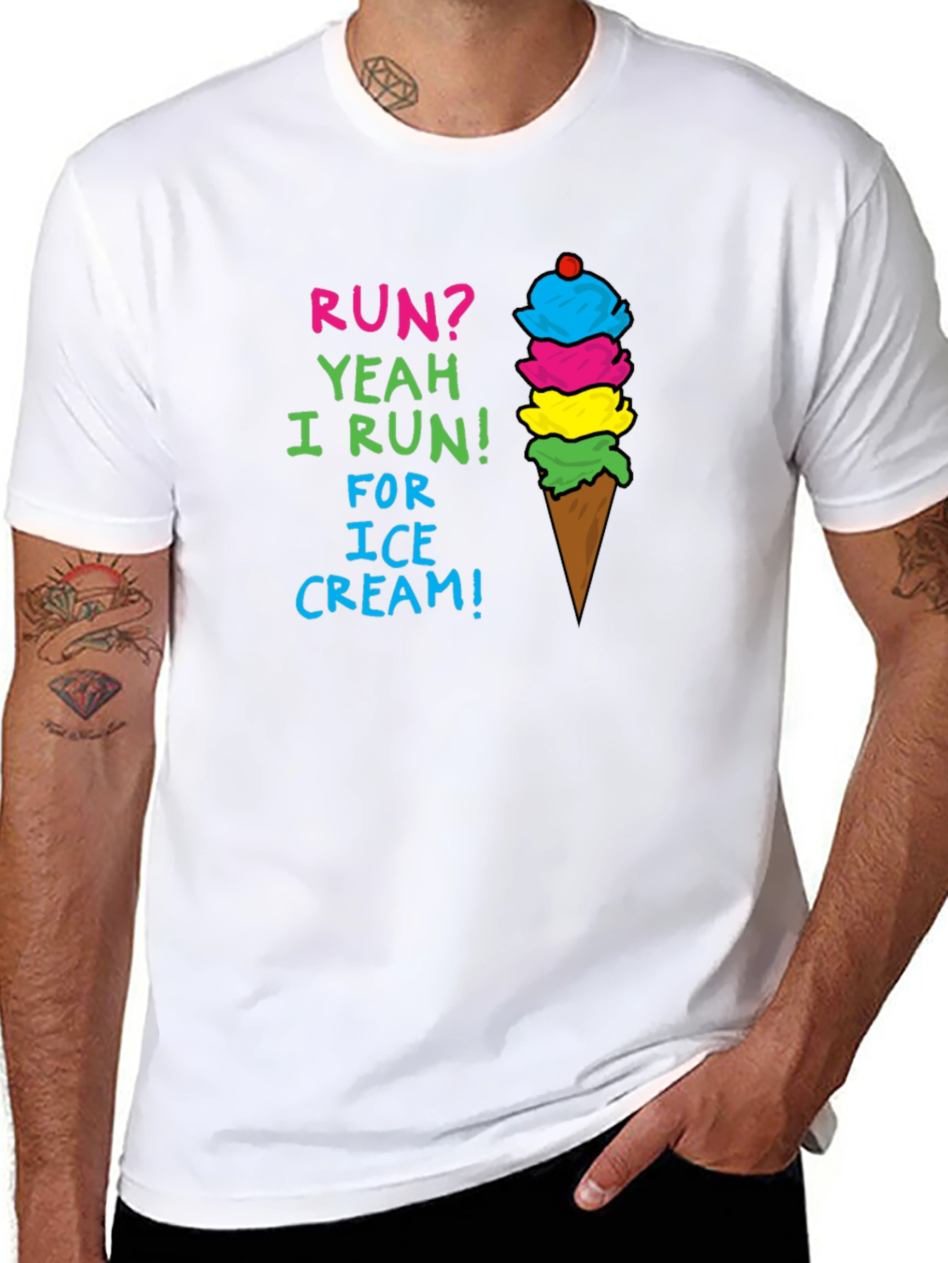 Black Run for Ice Cream T-Shirt - Cute Foodie Tee view 8
