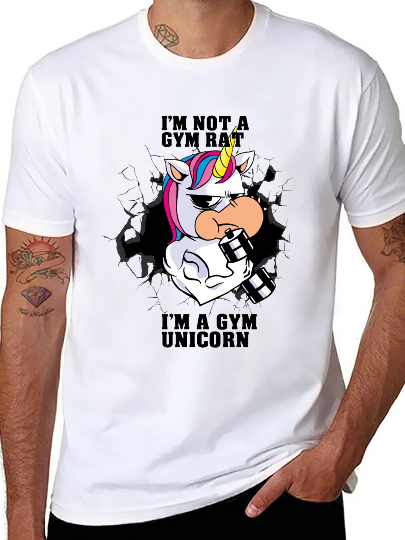 Black Gym Unicorn T-Shirt - Workout Apparel view 8