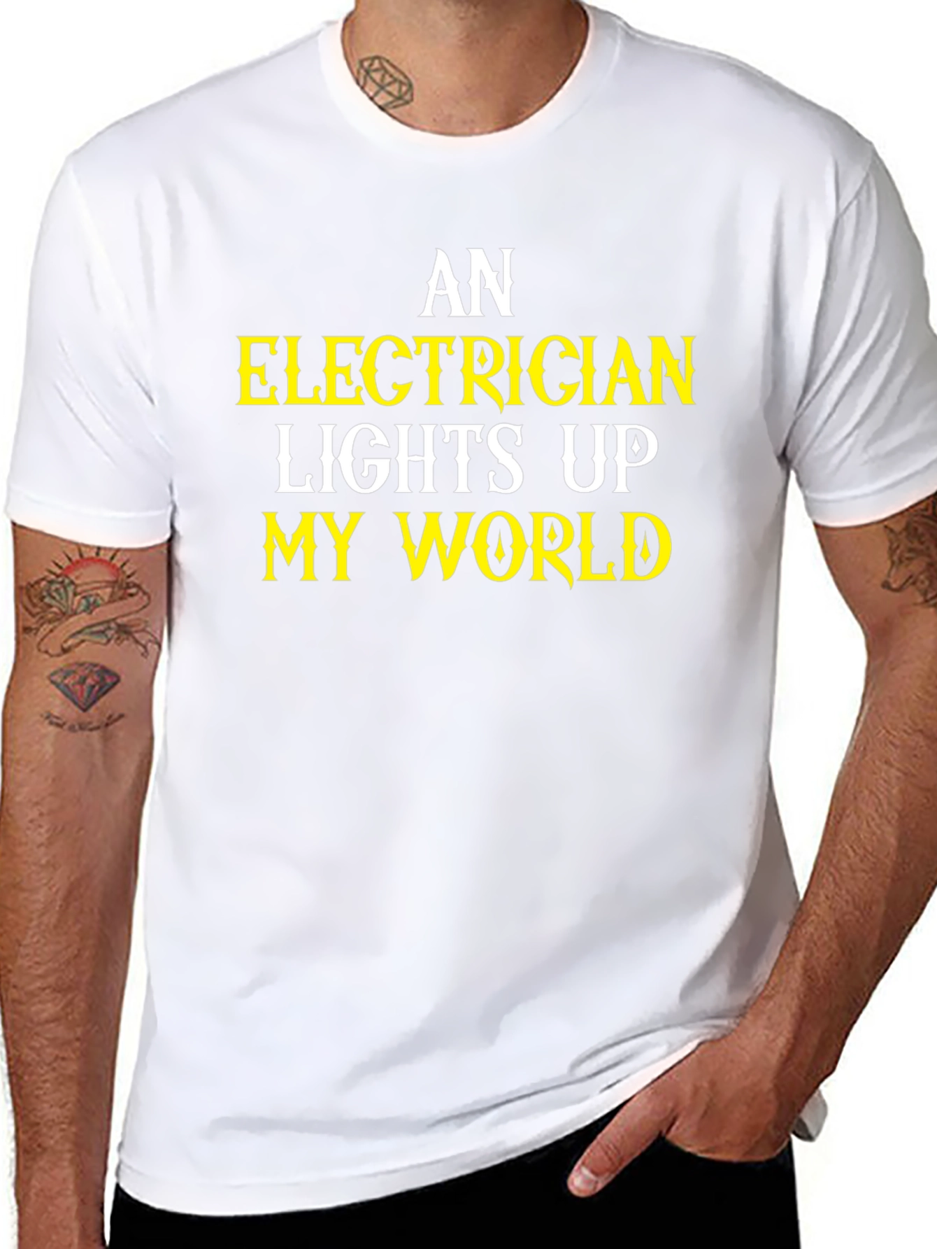 Black Electrician Lights Up My World T-Shirt view 8