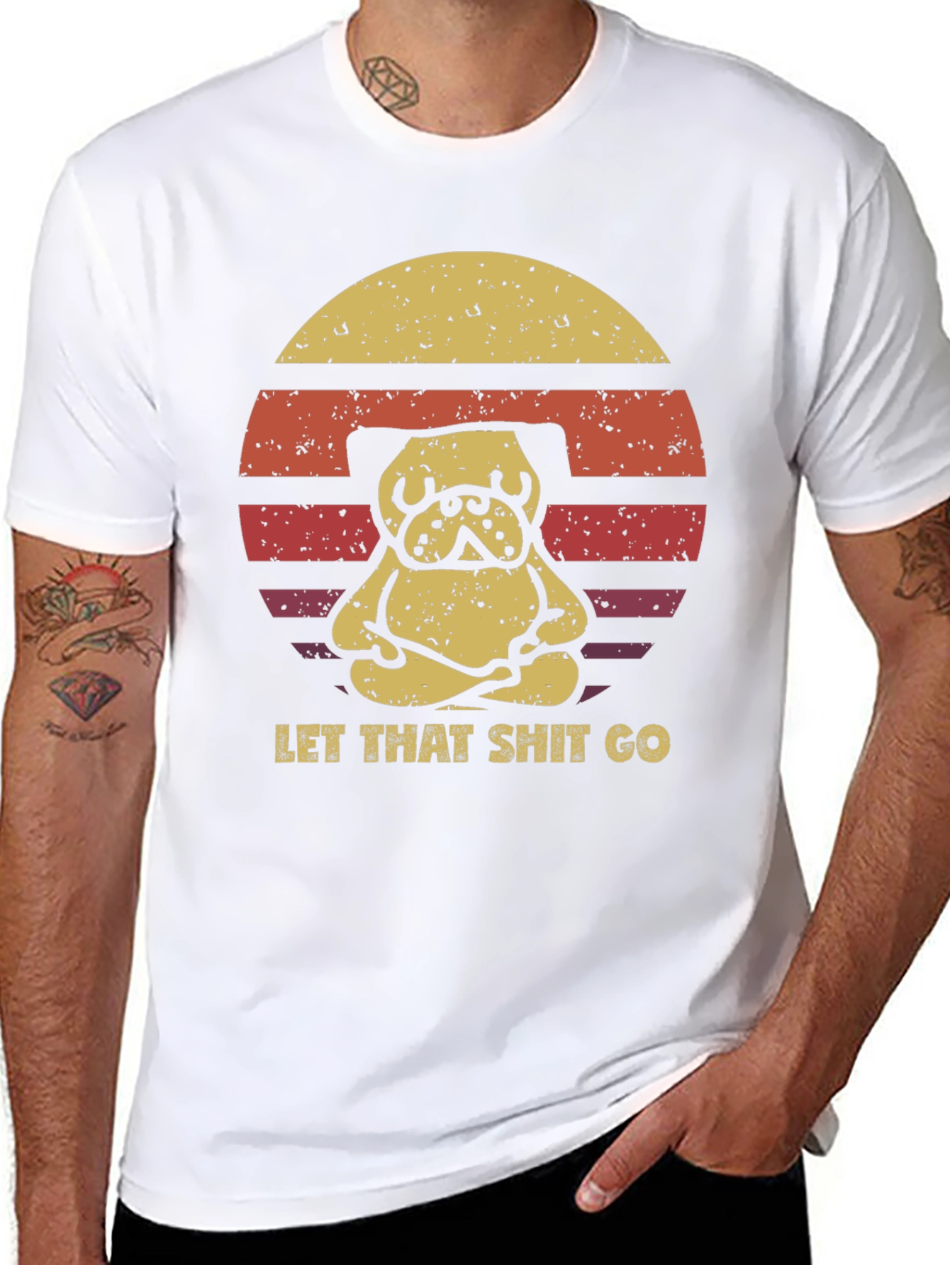 Black Zen Pug T-Shirt - Let That Shit Go view 8