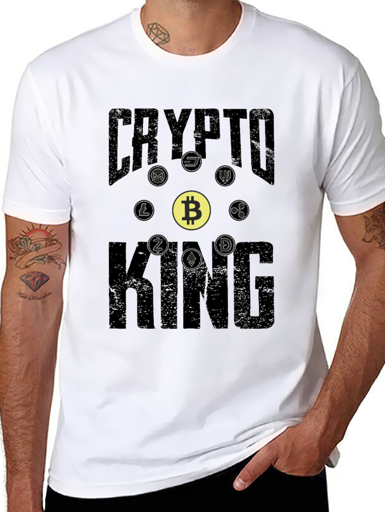 Black Crypto King Graphic Tee - Bitcoin & Altcoins view 8