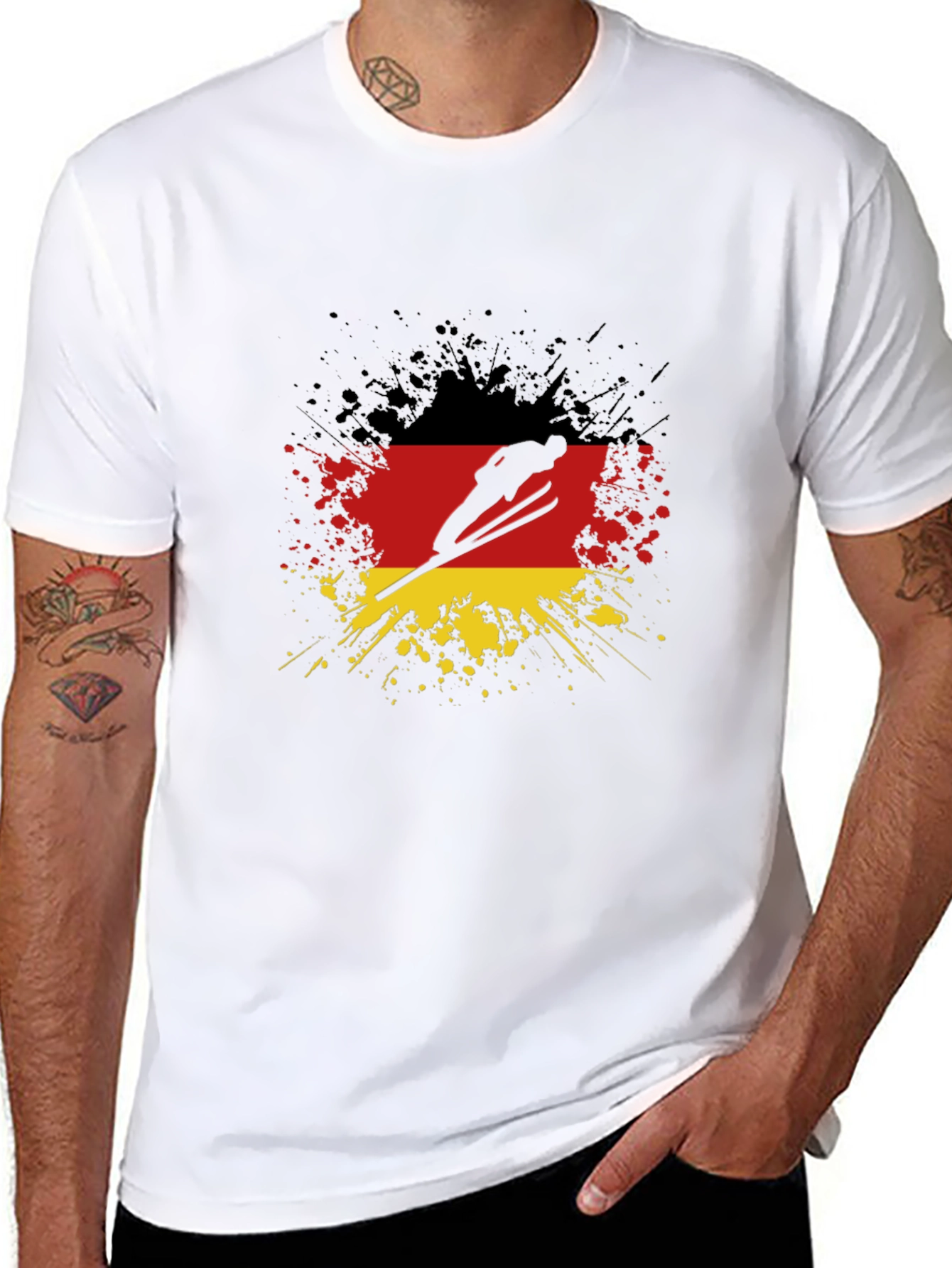 Black Germany Flag Ski Jumper T-Shirt view 8