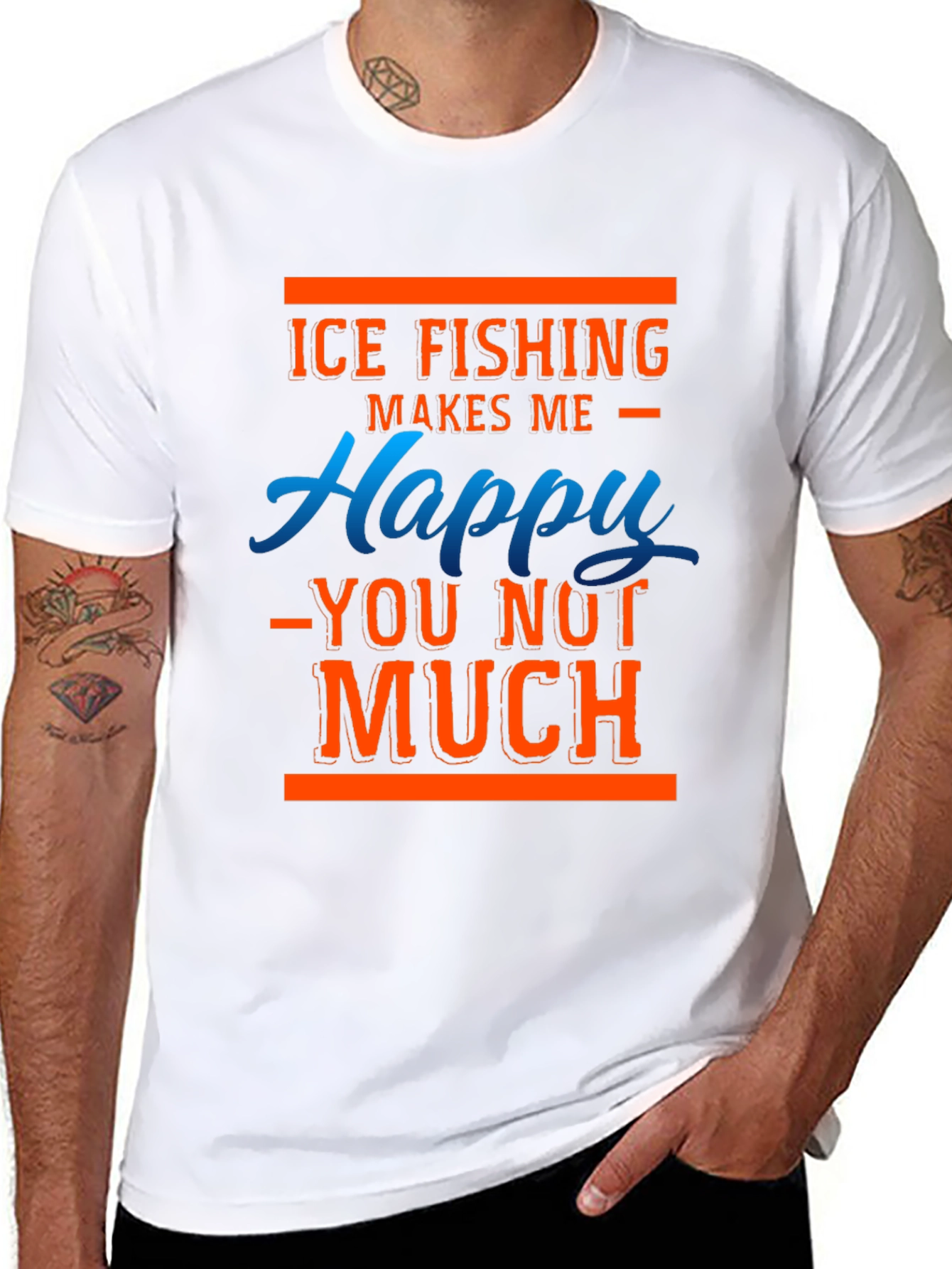 Black Ice Fishing Makes Me Happy T-Shirt view 8
