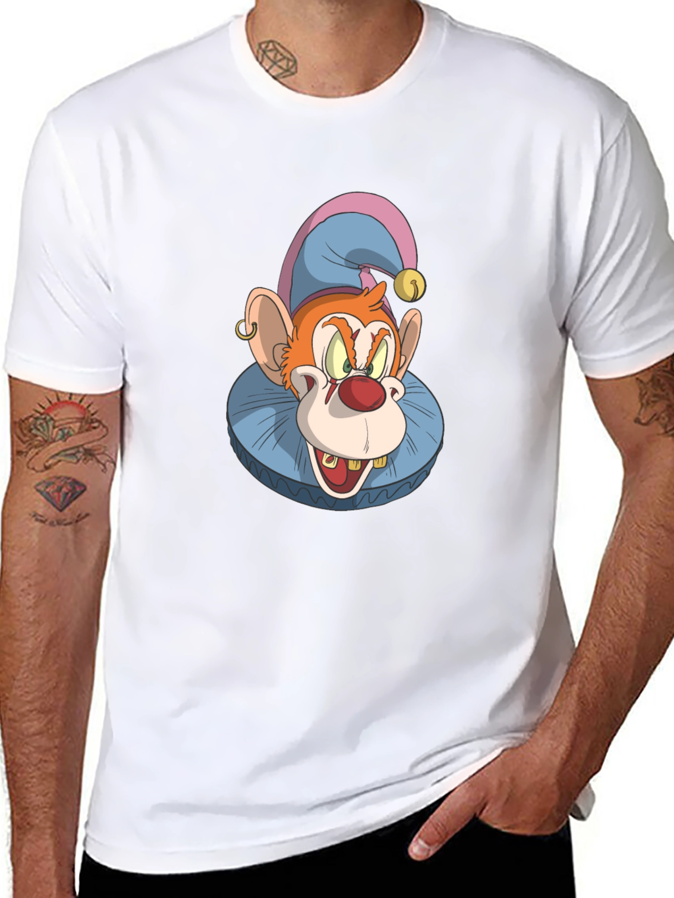 Black Clown Monkey Graphic Tee - Black Cotton T-Shirt view 8