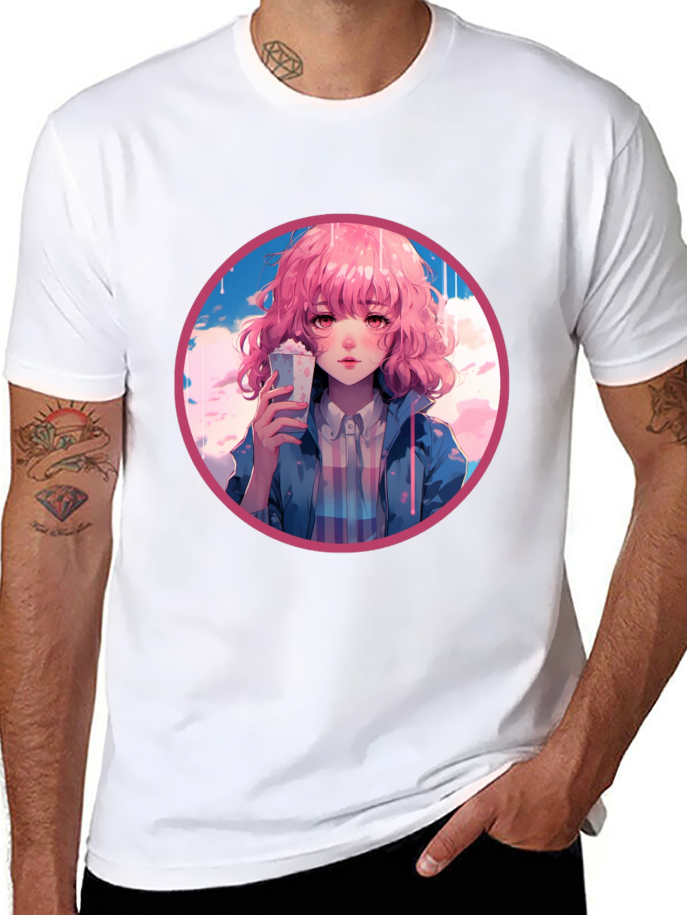 Black Anime Girl Graphic Tee - Stylish and Unique Design view 8