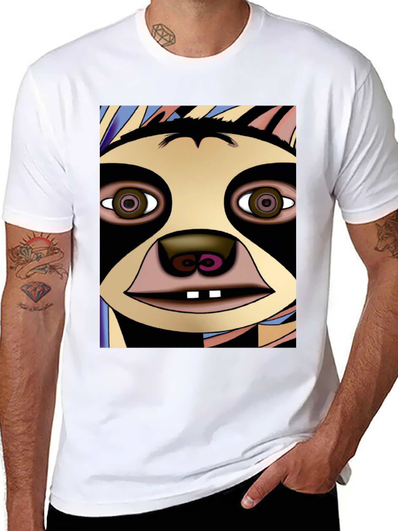Black Sloth Face Graphic Tee - Unique Design view 8